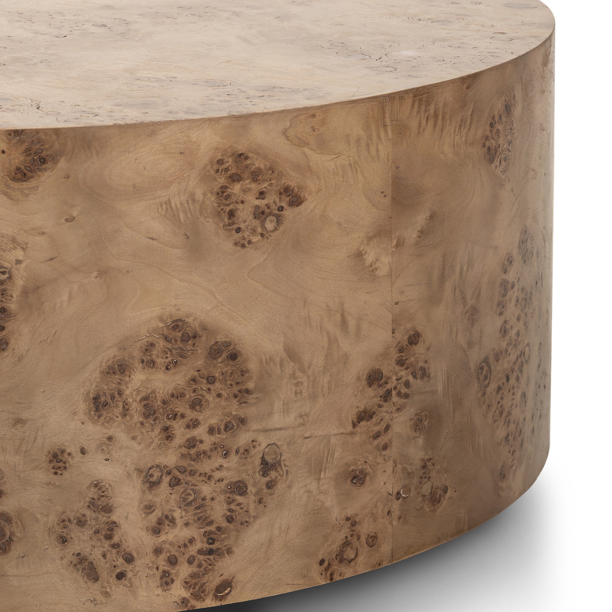 Four Hands Caya Caramel Burl Coffee Table material close-up