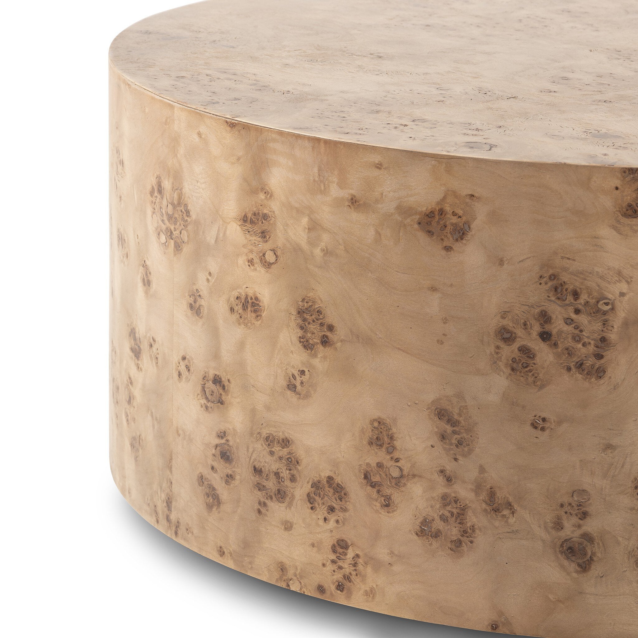Four Hands Caya Caramel Burl Coffee Table finish close-up