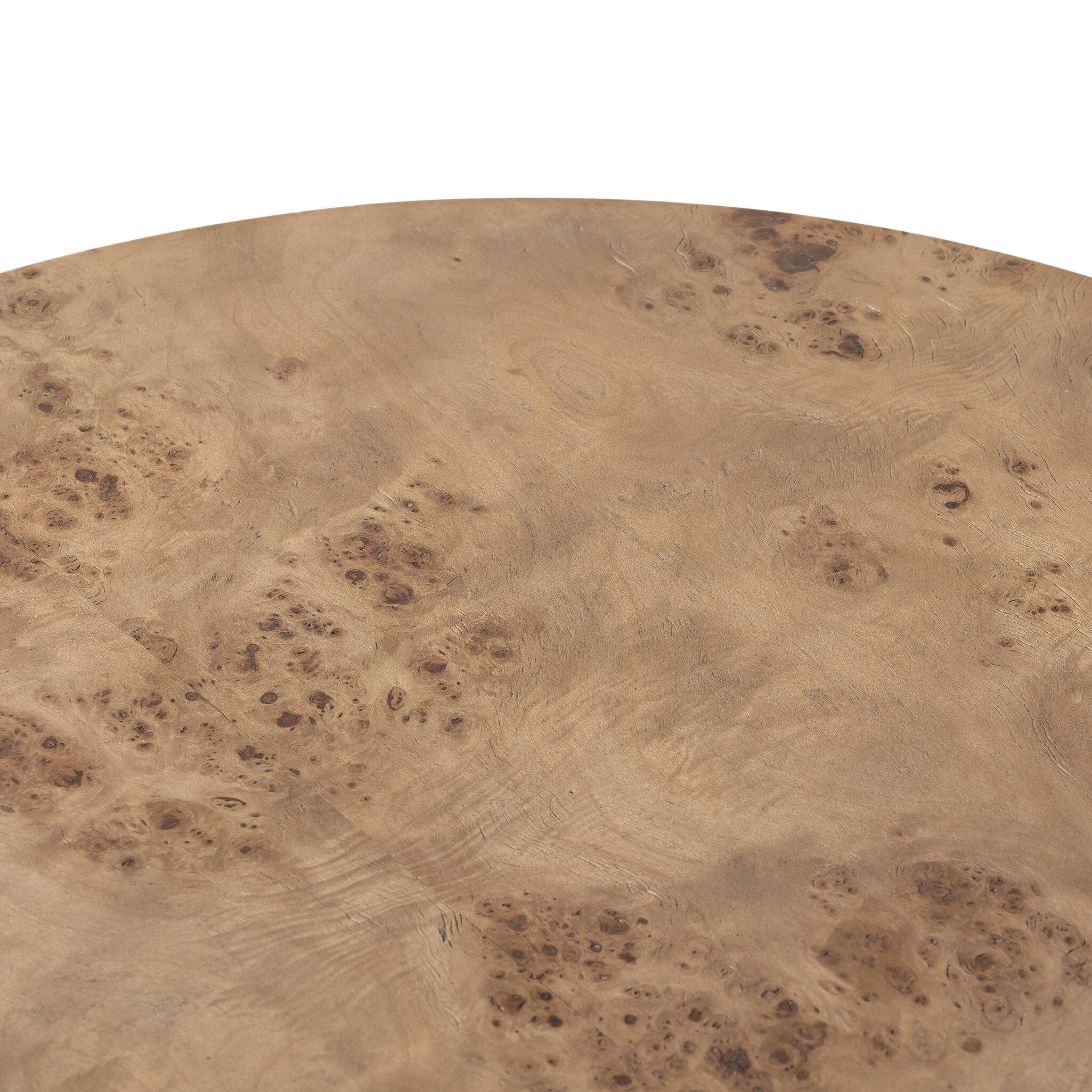 Four Hands Caya Caramel Burl Coffee Table craftsmanship close-up