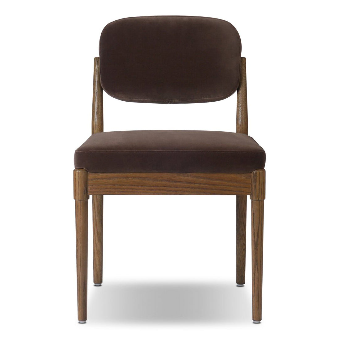 Four Hands Esther Surrey Mink Dining Chair Set of 2 on warm oak, front view