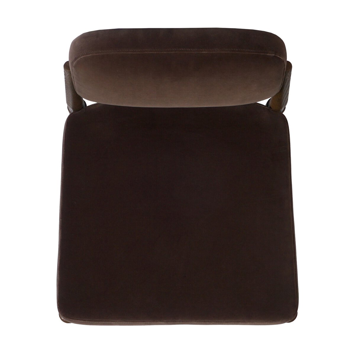 Four Hands Esther Surrey Mink Dining Chair Set of 2 on warm oak, top-down seat view