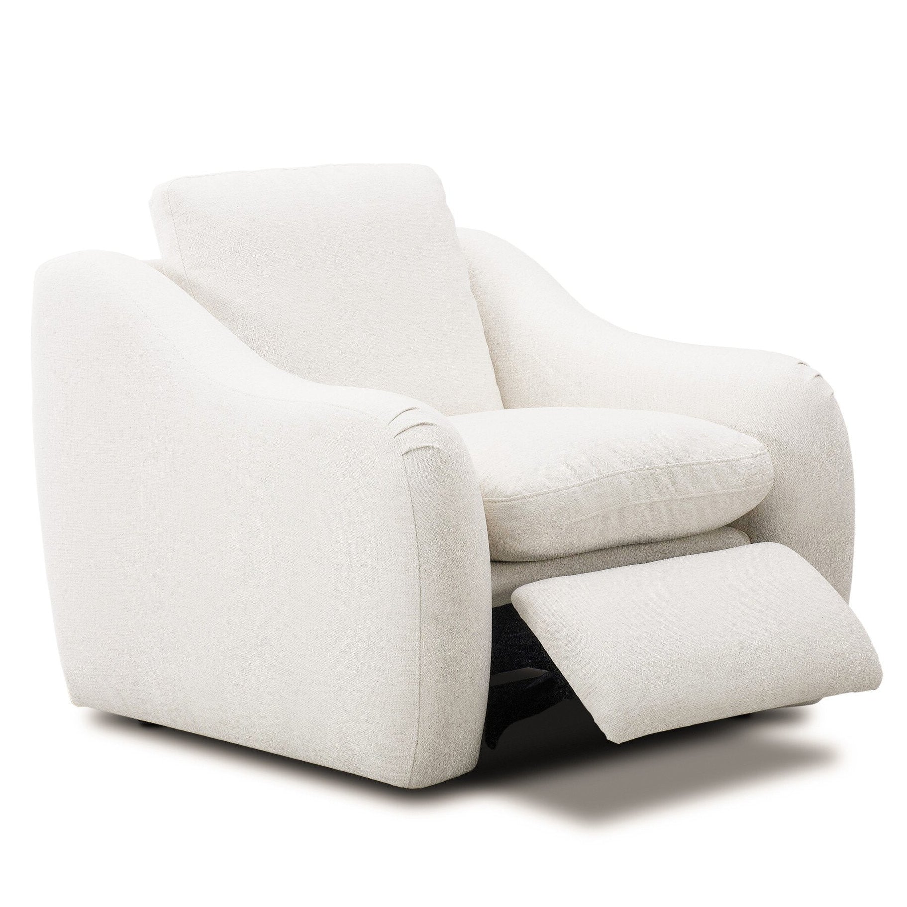 Four Hands Crawford Crypton Nomad Snow Power Recliner shown open with storage revealed