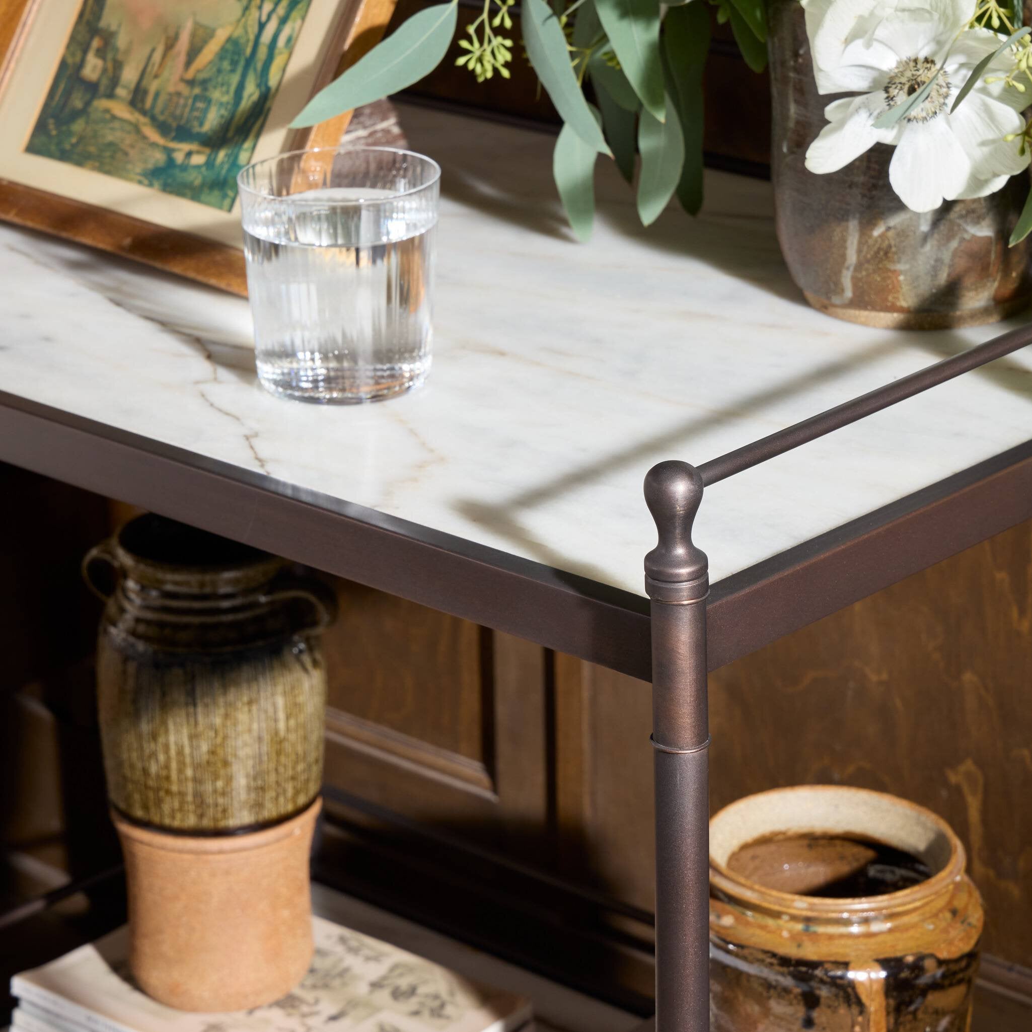 Four Hands Eisen Striated Marble Nightstand detail view 6