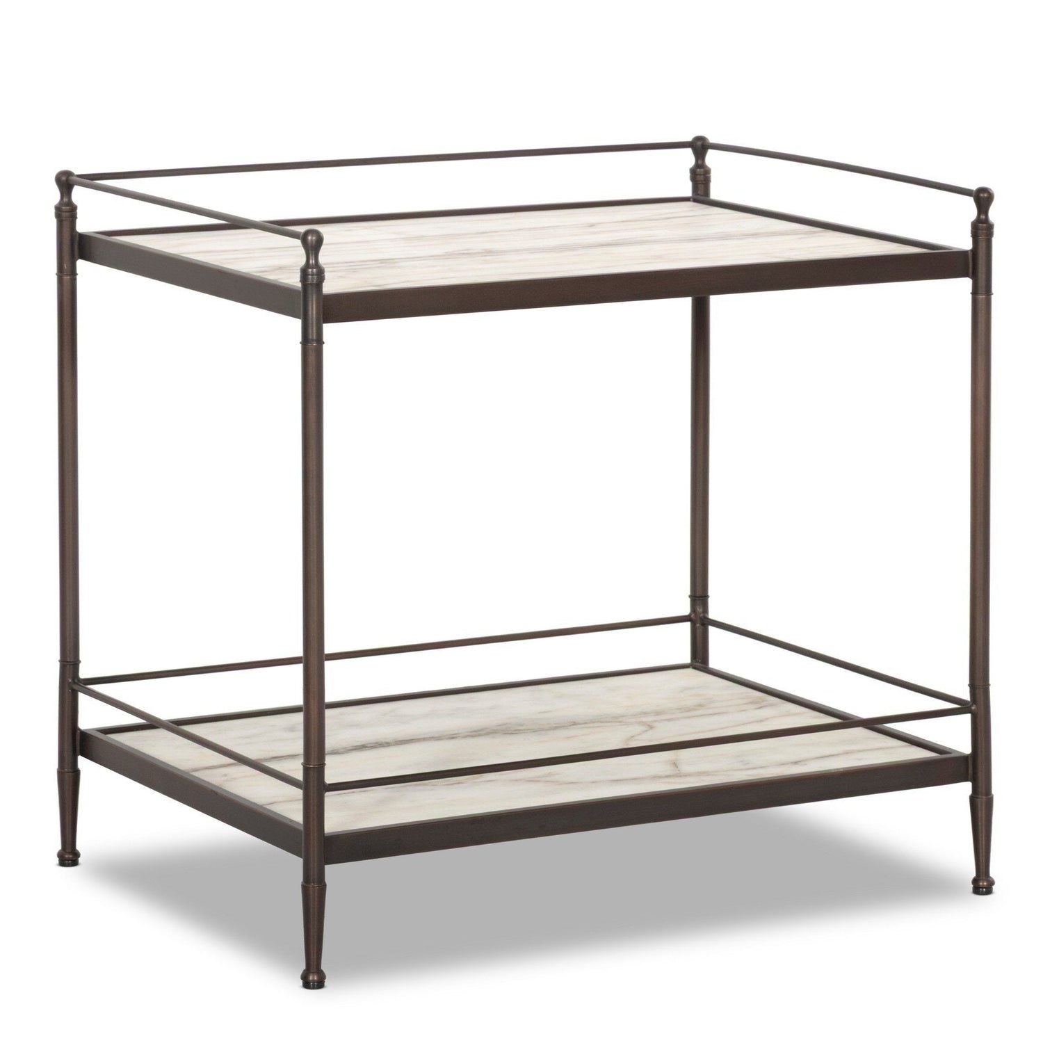 Four Hands Eisen Striated Marble Nightstand styled view