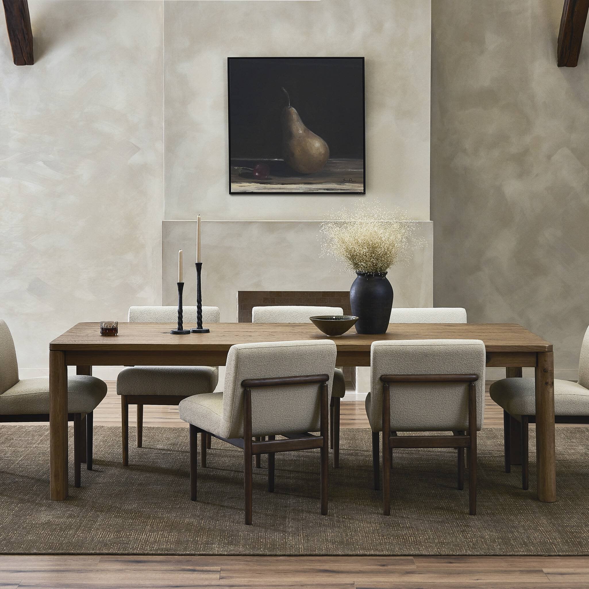 Four Hands Noeline Resawn Worn Oak Extension Dining Table styled room setting