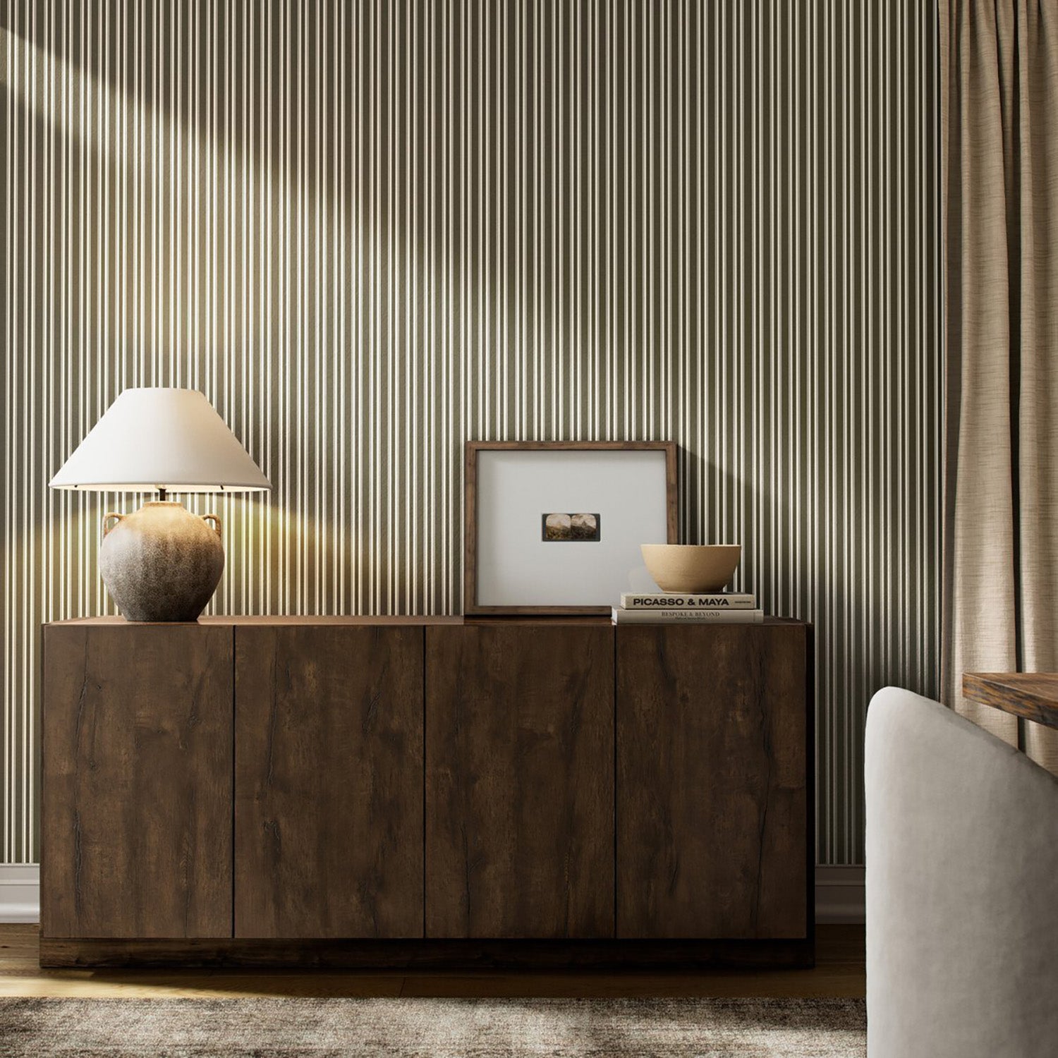 Getty Images x Four Hands Multi Stripe Olive I Wallpaper