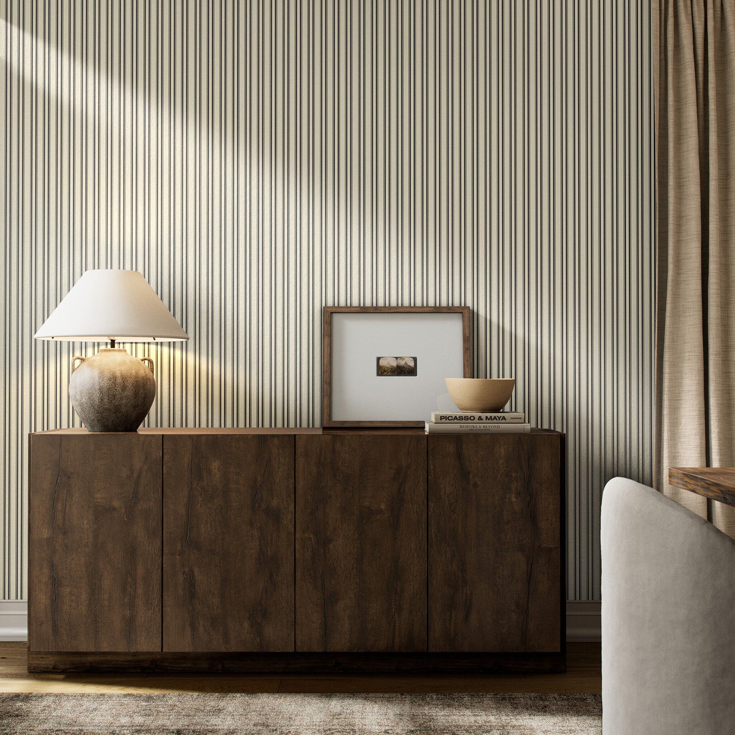 Getty Images x Four Hands Multi Stripe Black II Wallpaper