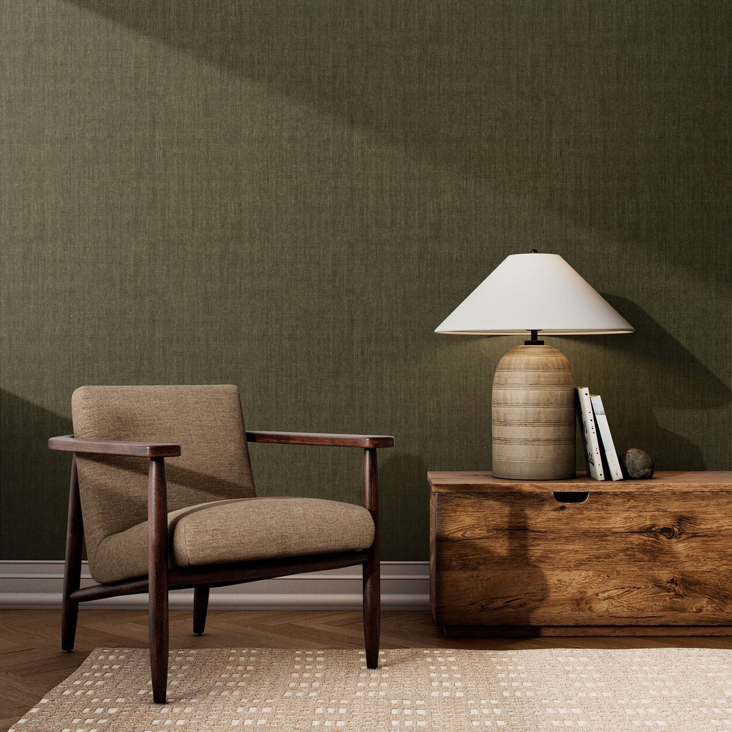FH Art Studio Cloth Olive I Wallpaper