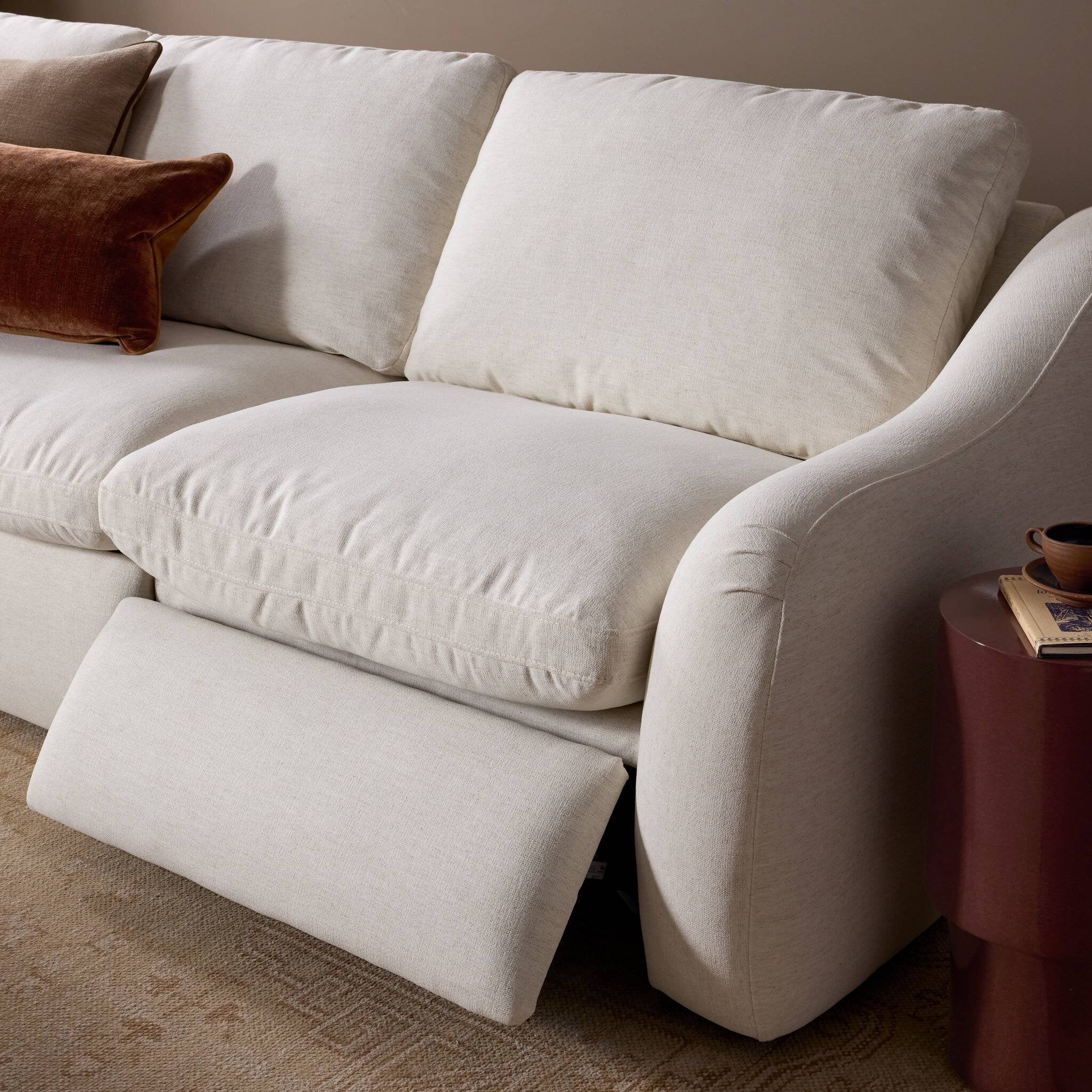 Four Hands Crawford Crypton Nomad Snow Power Recliner 3 Piece Sectional Sofa Sofa detail view 5