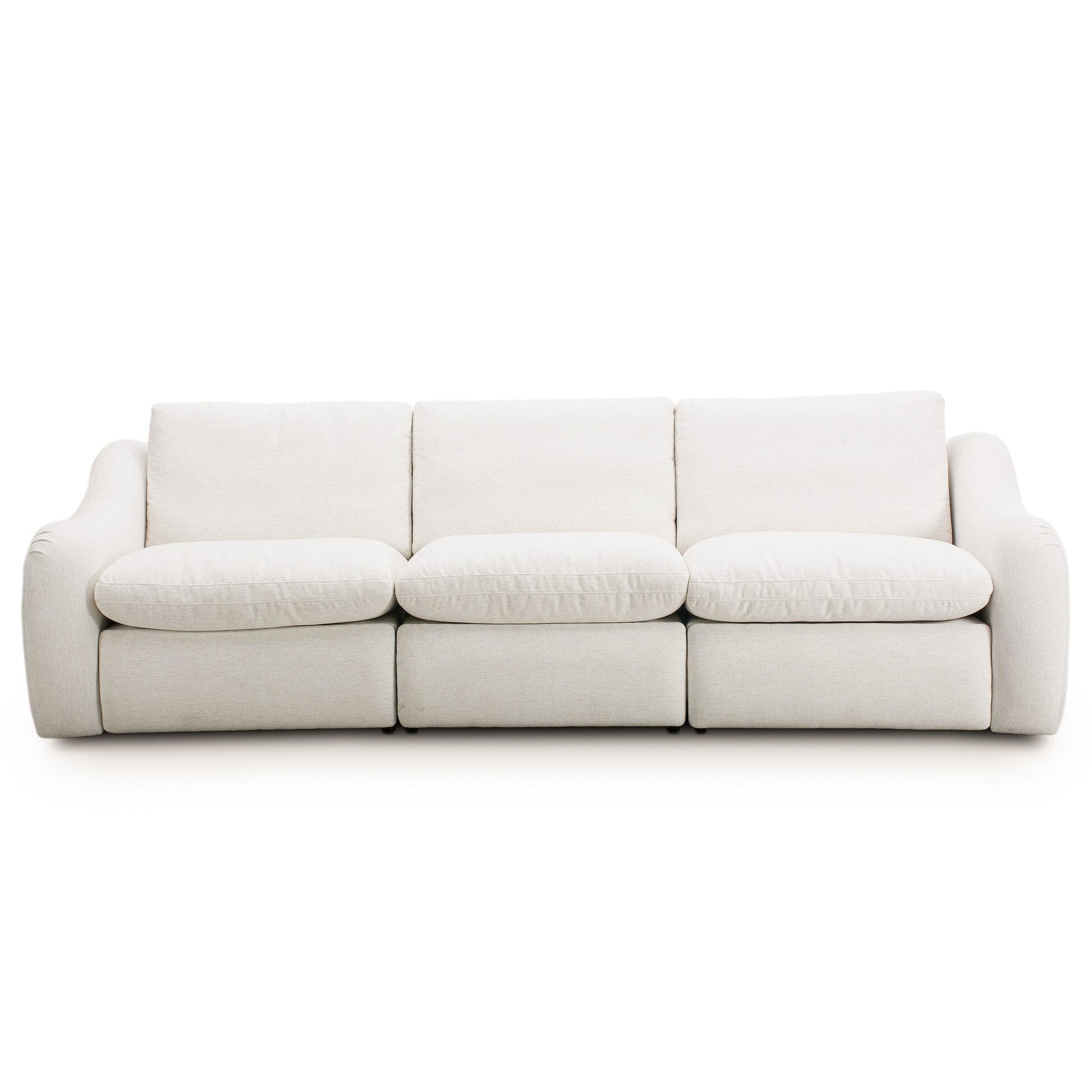 Four Hands Crawford Crypton Nomad Snow Power Recliner 3 Piece Sectional Sofa Sofa front view