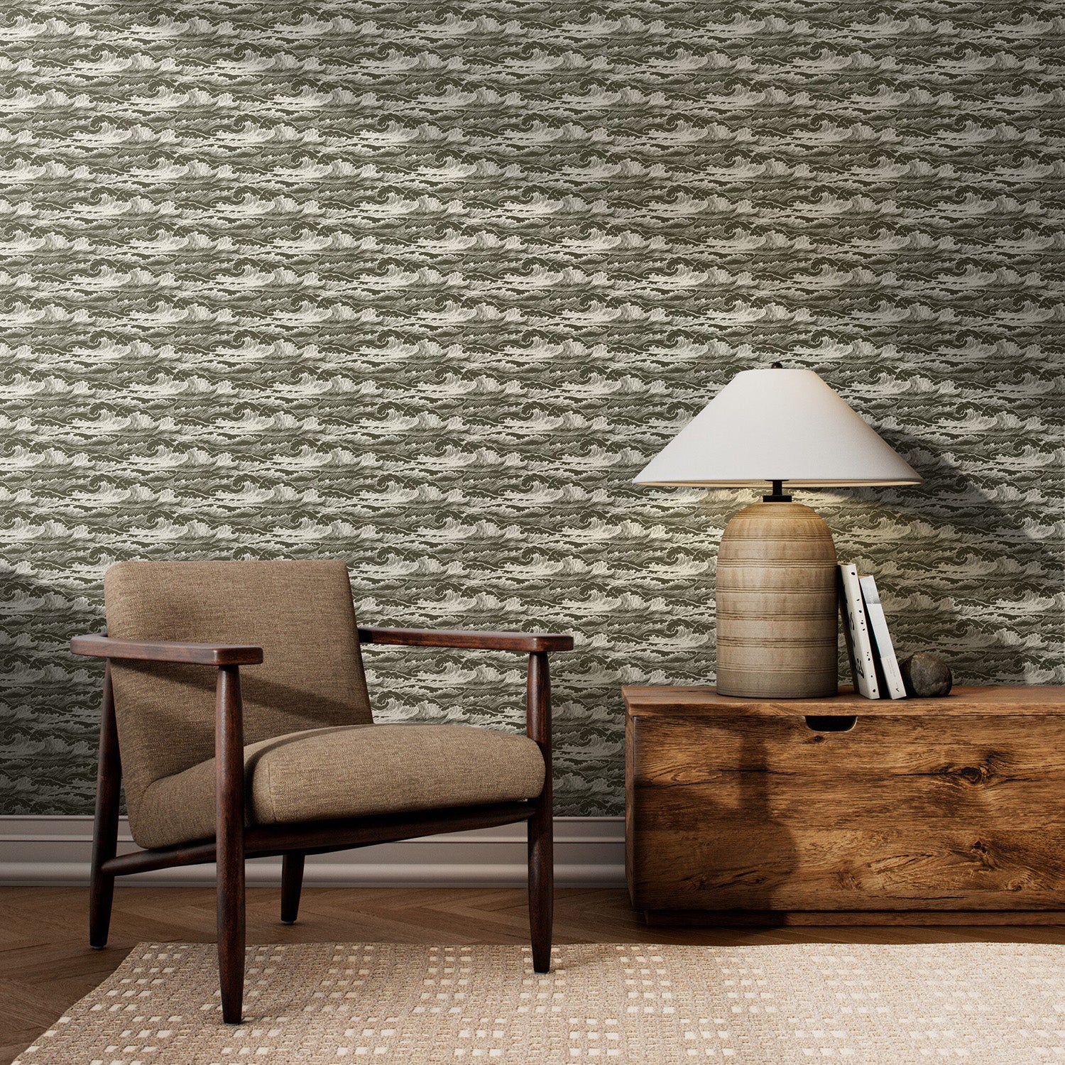 Getty Images x Four Hands Wavebreak Olive I Wallpaper