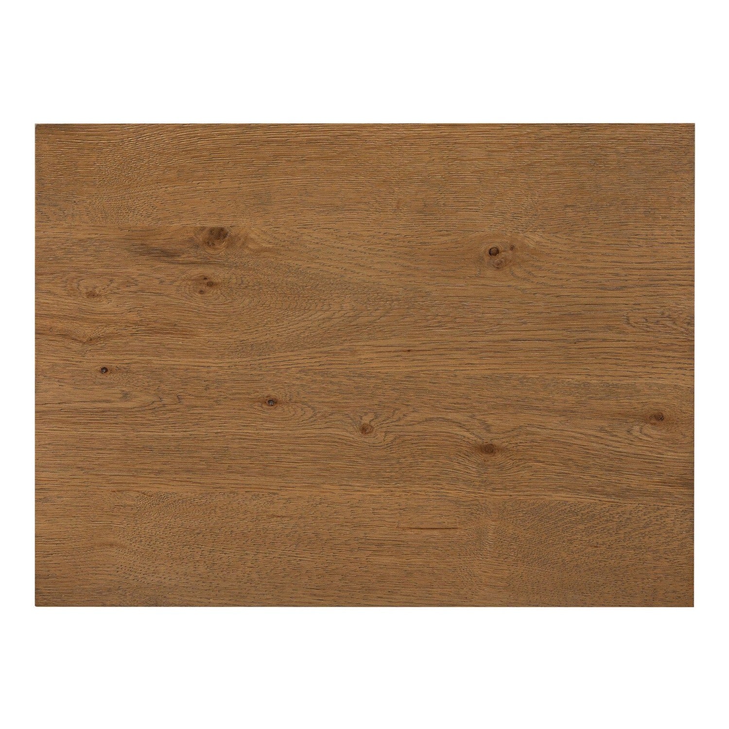 Four Hands Tula Worn Oak Nightstand Set of 2 with leather pull and open shelf, top surface view showing worn oak