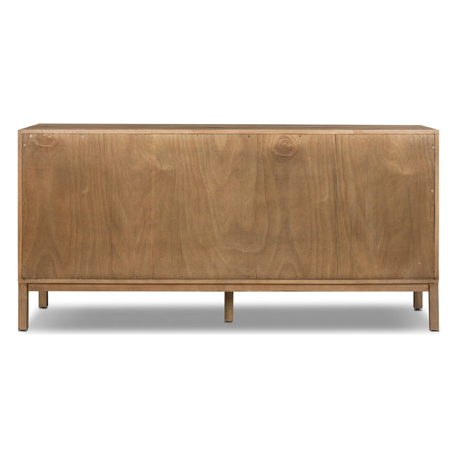 Four Hands Tula Worn Oak 7 Drawer Dresser with leather pulls, back view