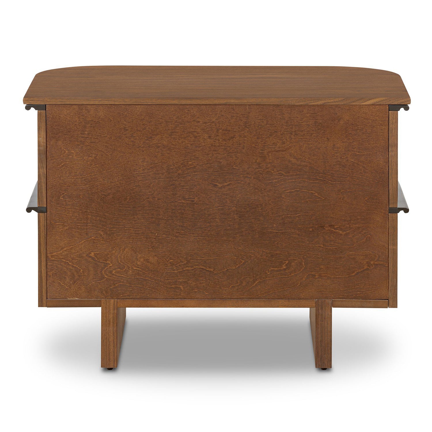 Four Hands Theo Nightstand in dark brown walnut with ski leg base, view 2