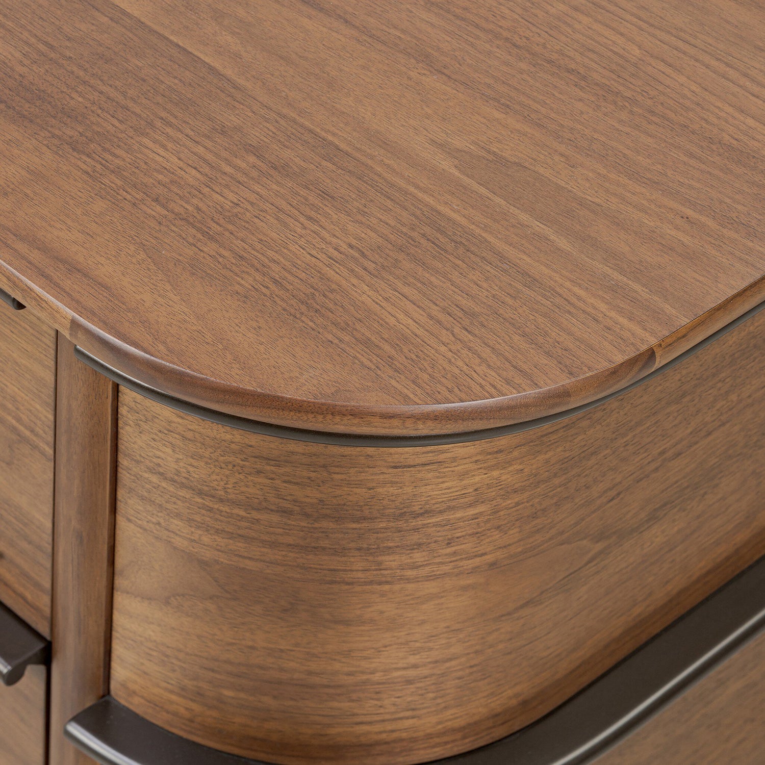 Four Hands Theo Nightstand in dark brown walnut with ski leg base, view 5