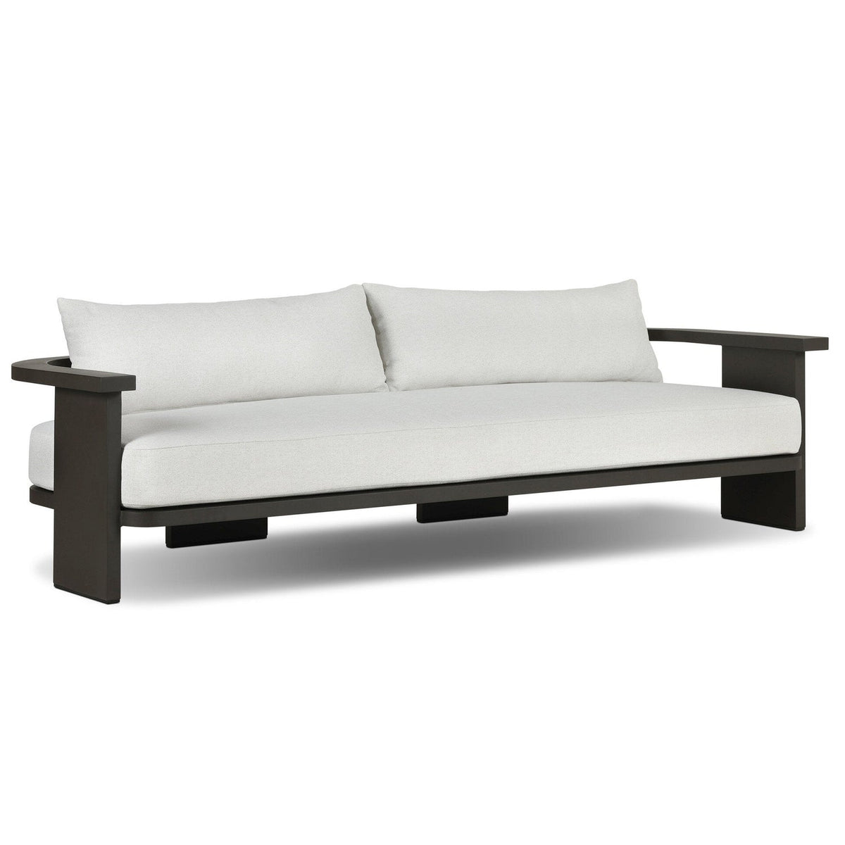 Four Hands Tahana Alessi Linen Metal Outdoor Sofa styled setting