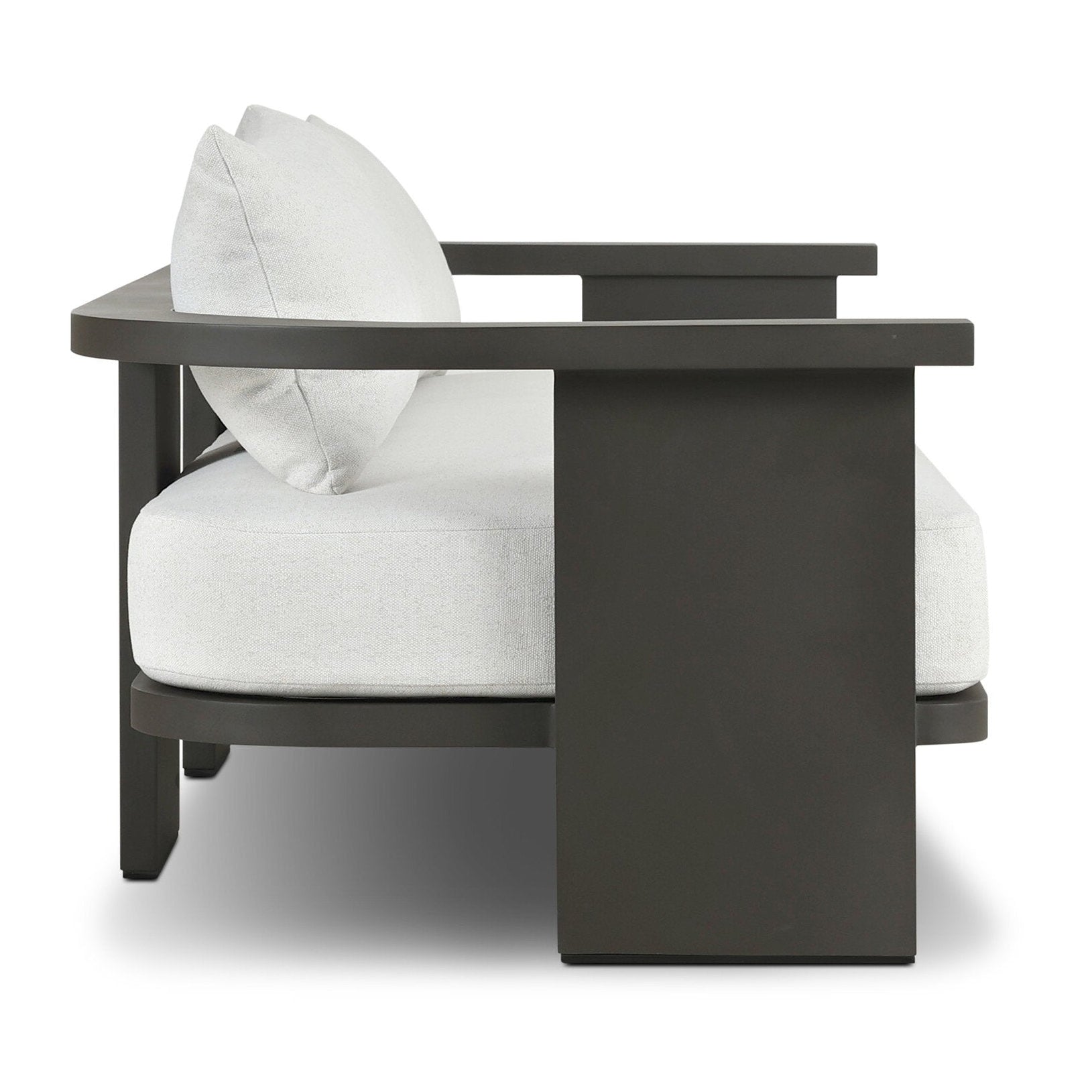 Four Hands Tahana Alessi Linen Metal Outdoor Sofa side view