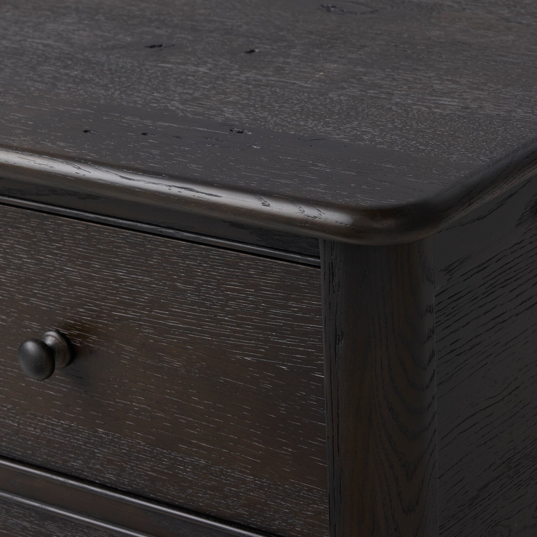 Four Hands Pika Smoked Black Oak Chest close-up detail