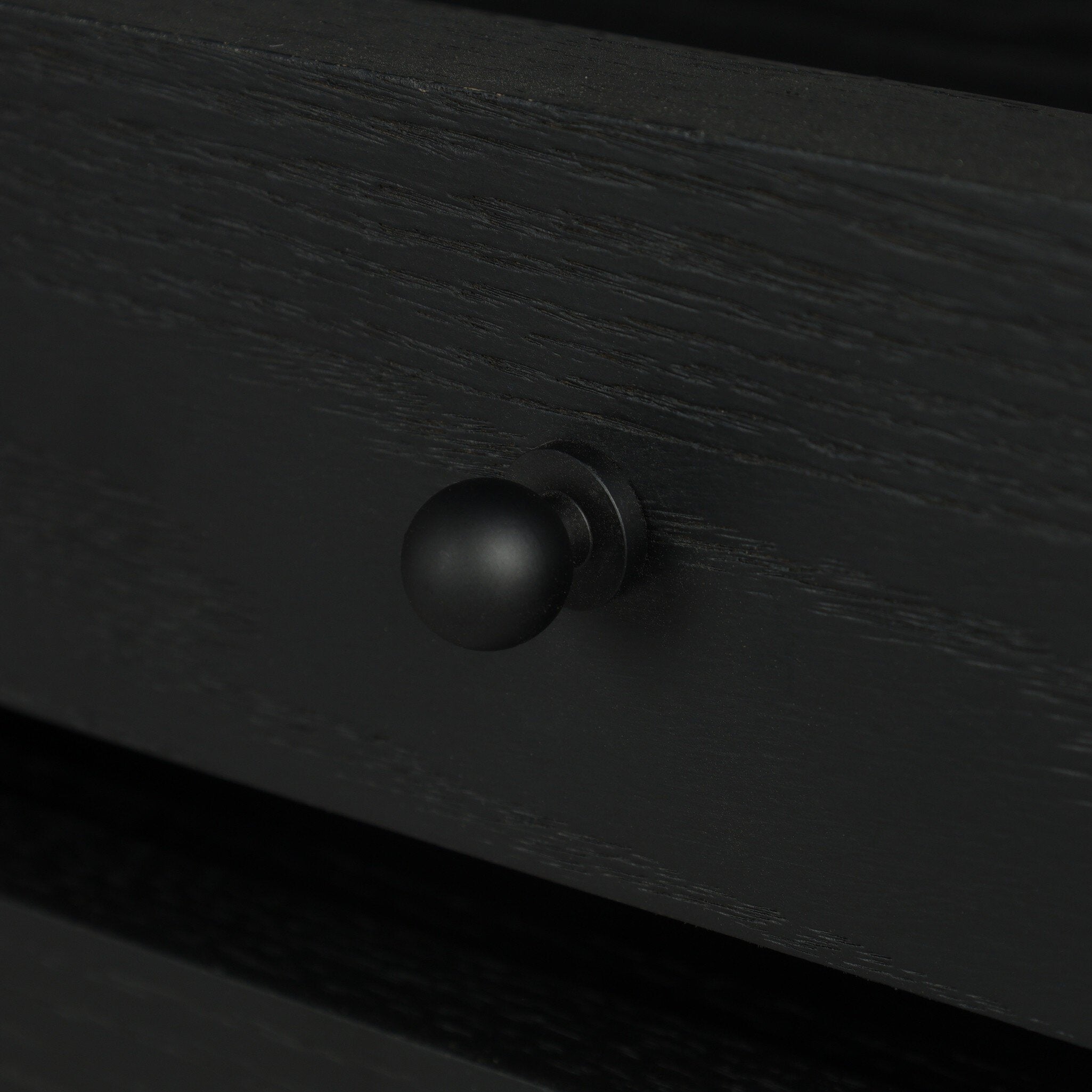 Four Hands Gardendale Stained Black Oak Console Table close-up detail