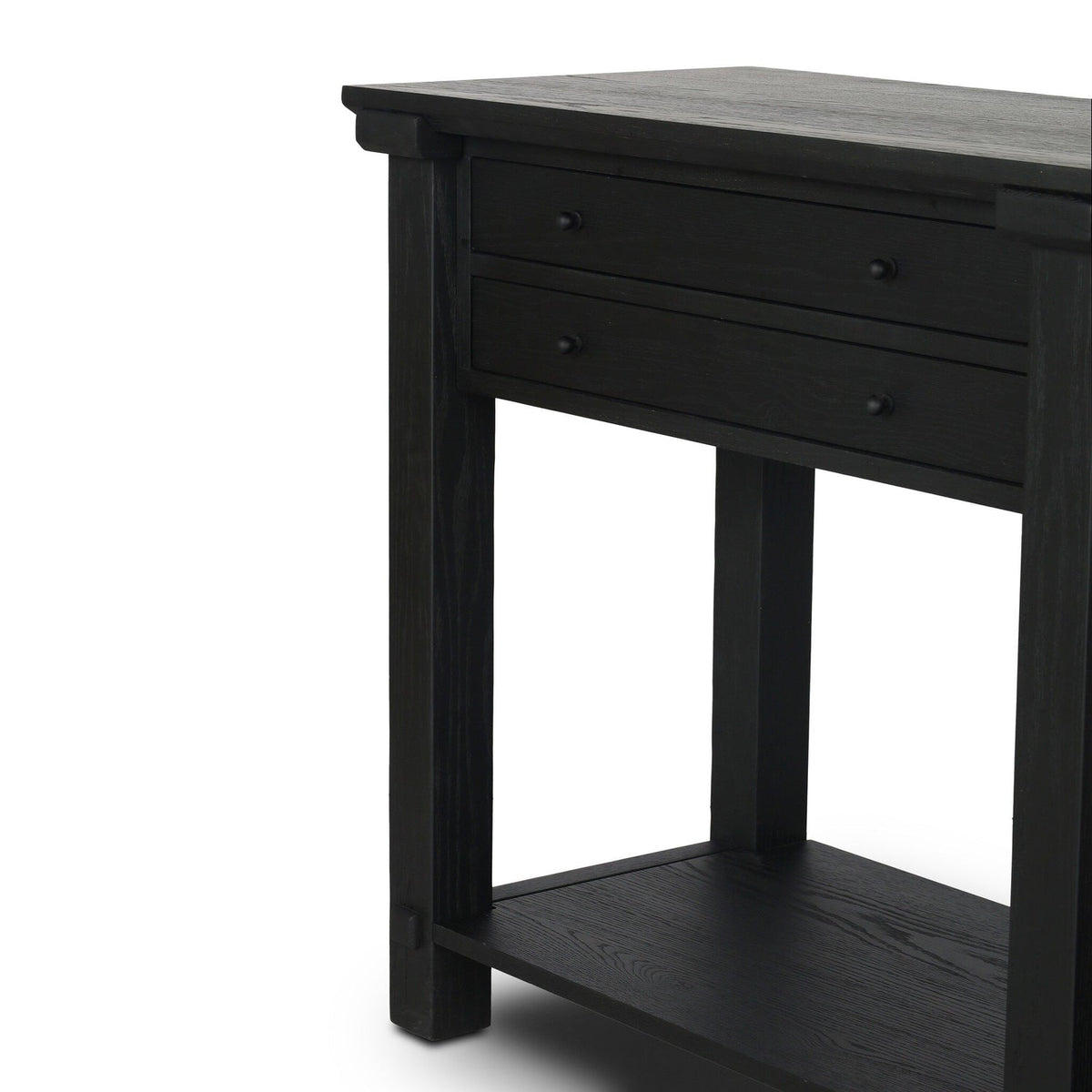 Four Hands Gardendale Stained Black Oak Console Table material and finish detail