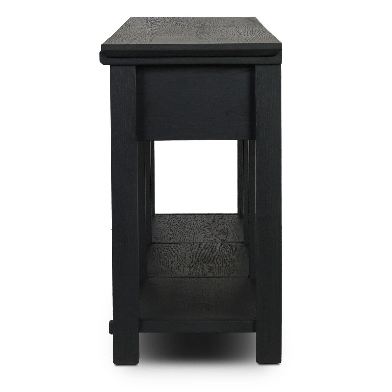 Four Hands Gardendale Stained Black Oak Console Table side view
