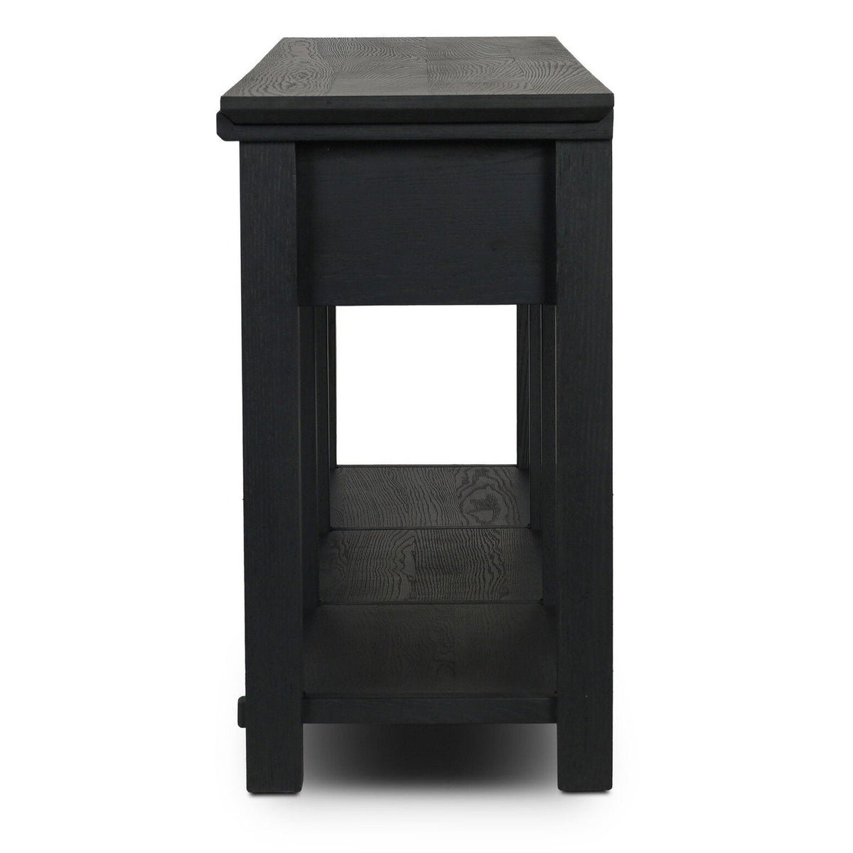 Four Hands Gardendale Stained Black Oak Console Table side view