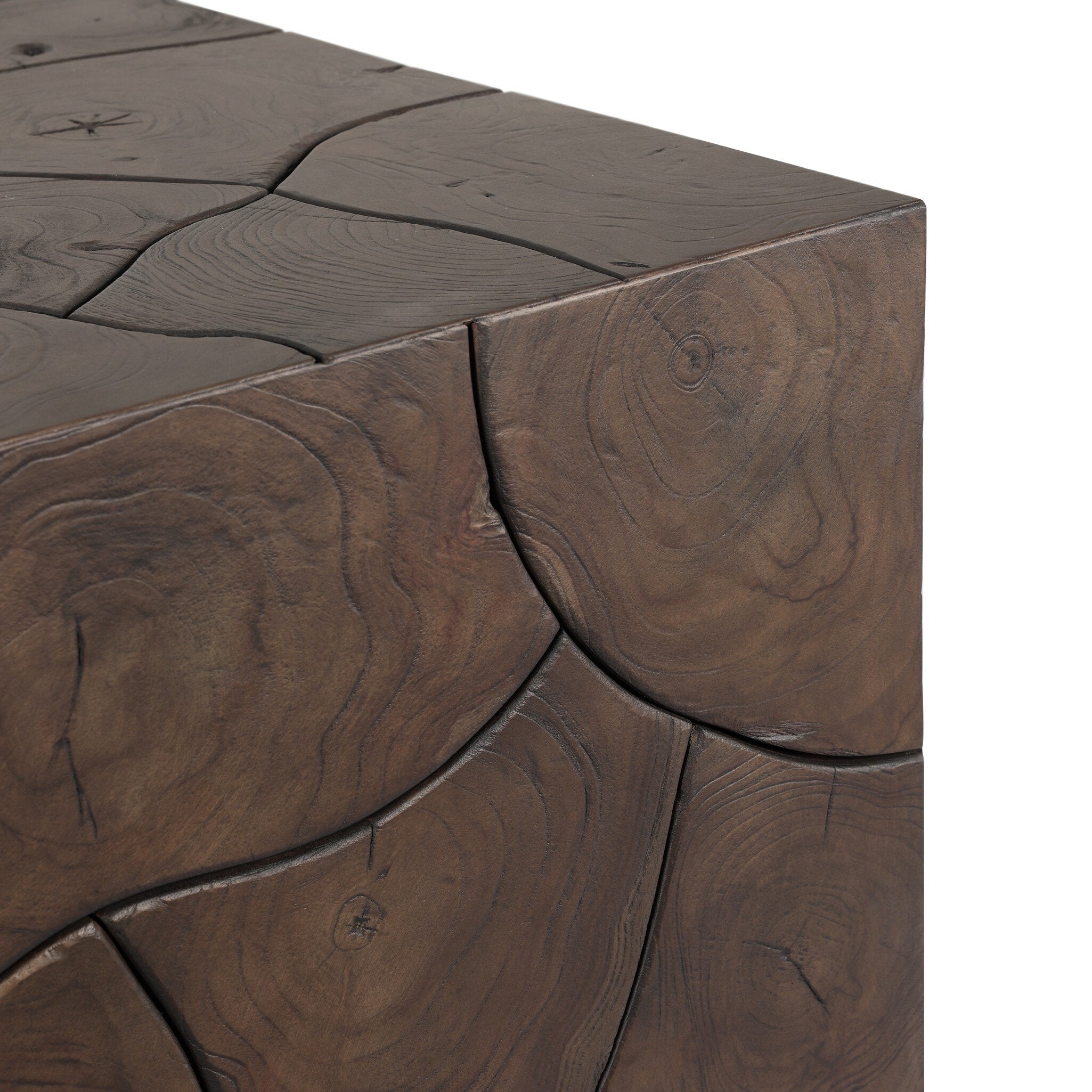 Four Hands Tomlin Saddle Brown-Teak Root Outdoor Console Table material and finish detail