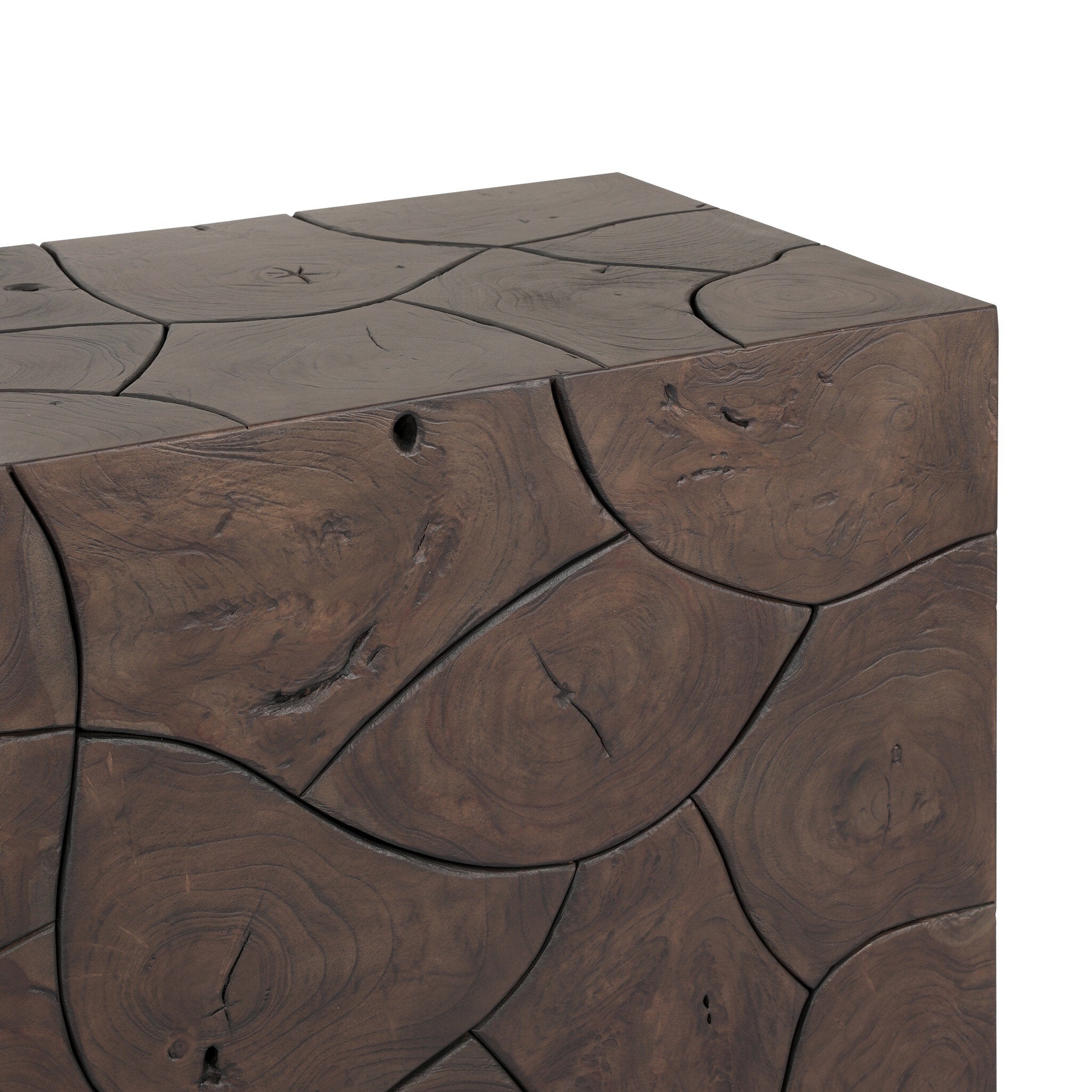 Four Hands Tomlin Saddle Brown-Teak Root Outdoor Console Table craftsmanship detail