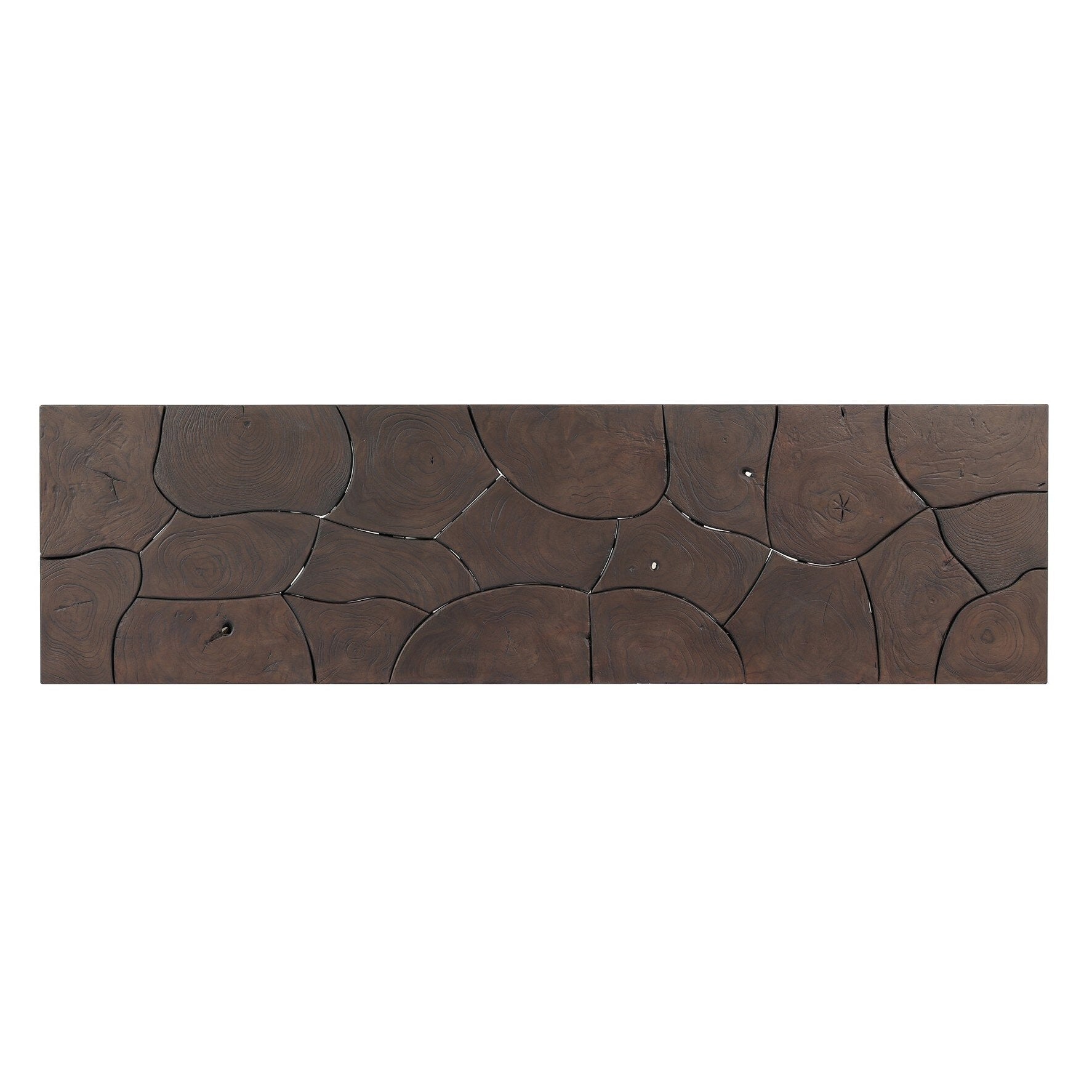 Four Hands Tomlin Saddle Brown-Teak Root Outdoor Console Table top-down view