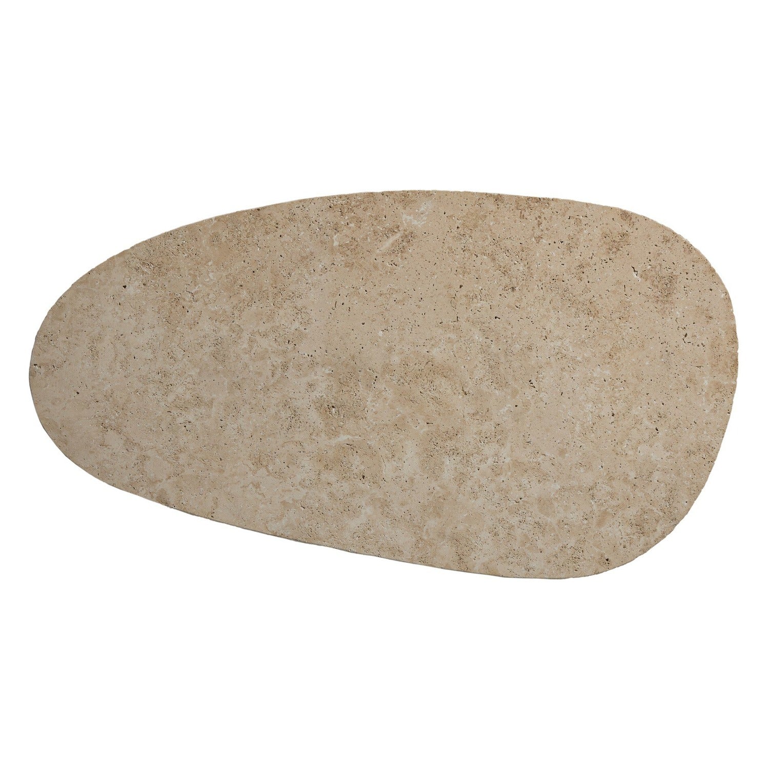 Four Hands Telma Chiseled Beige Lavastone Coffee Table with washed oak paddle legs, top surface showing lavastone texture