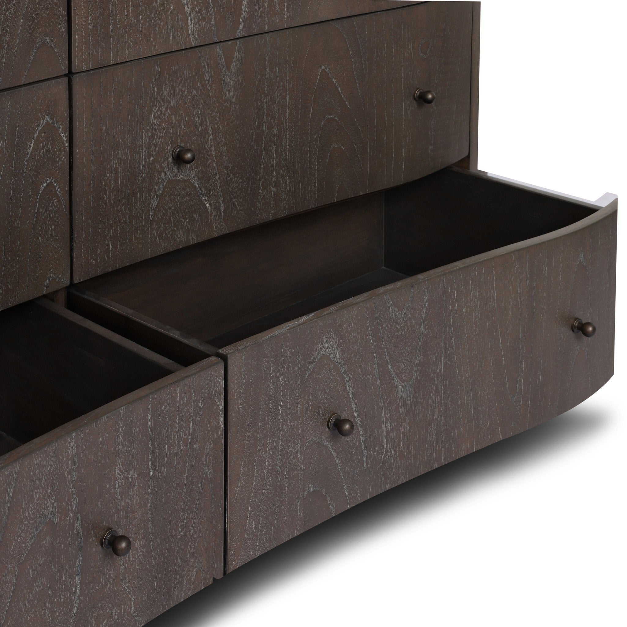 Four Hands Boa Espresso Mindi 6 Drawer Dresser — close-up of the surface