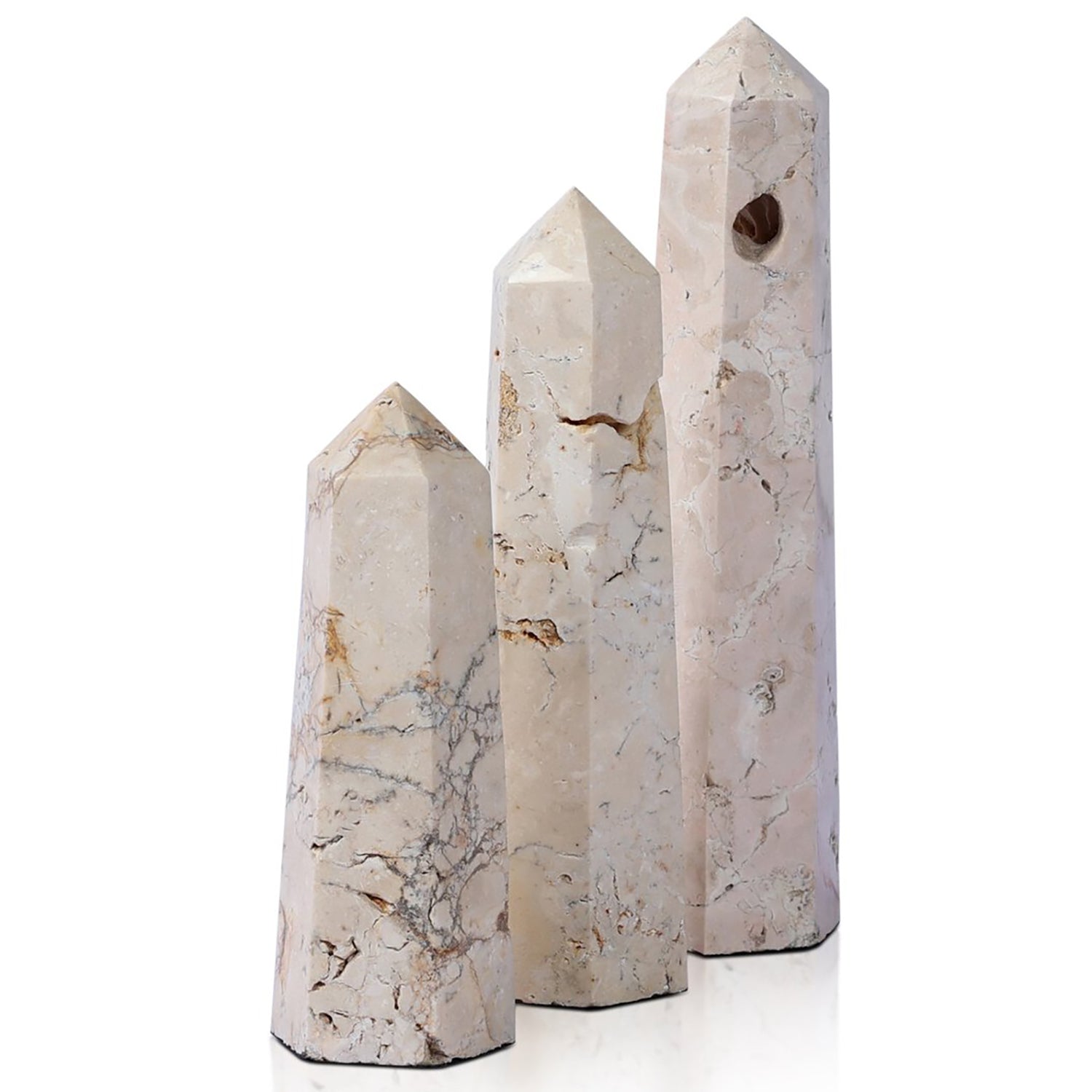 Four Hands Travertine Obelisk Set