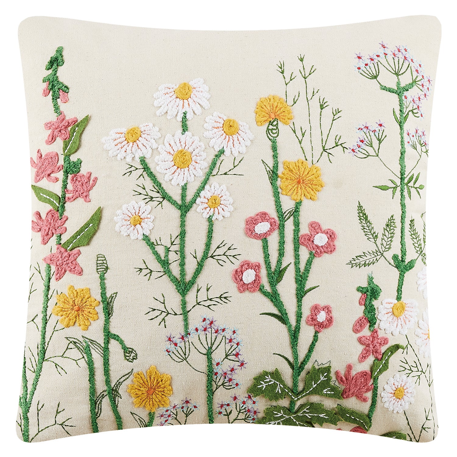 Meadow Embroidered Throw Pillow