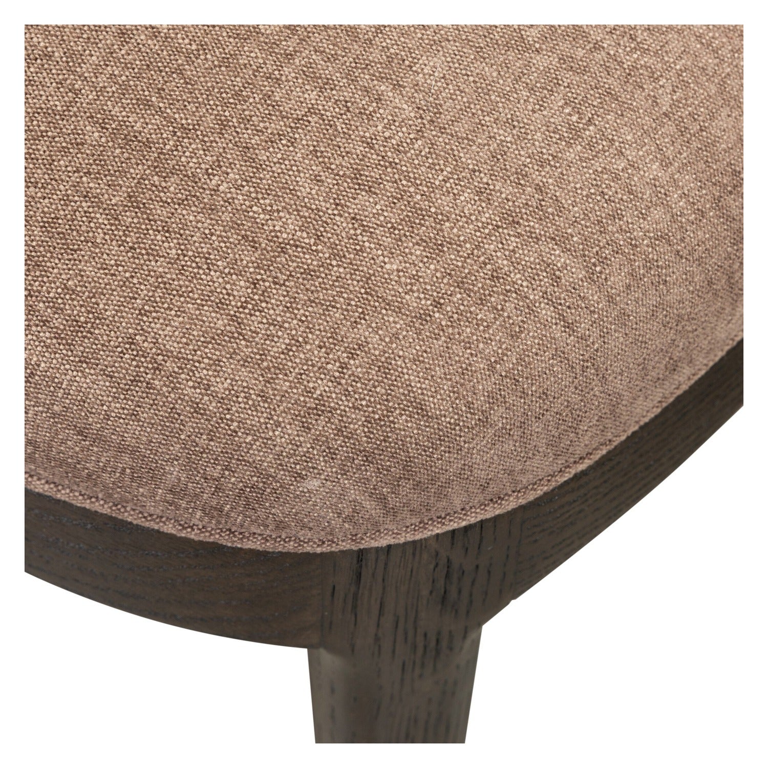 Four Hands Thorton Laughlin Café Dining Chair Set of 2 with smoked black oak veneer on bent legs, close-up detail of fabric, view 3
