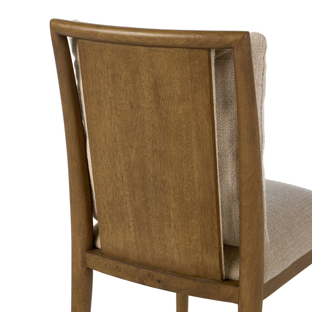 Four Hands Gallagher Irving Flax Dining Chair Set of 2 on amber parawood, close-up detail of fabric, view 4