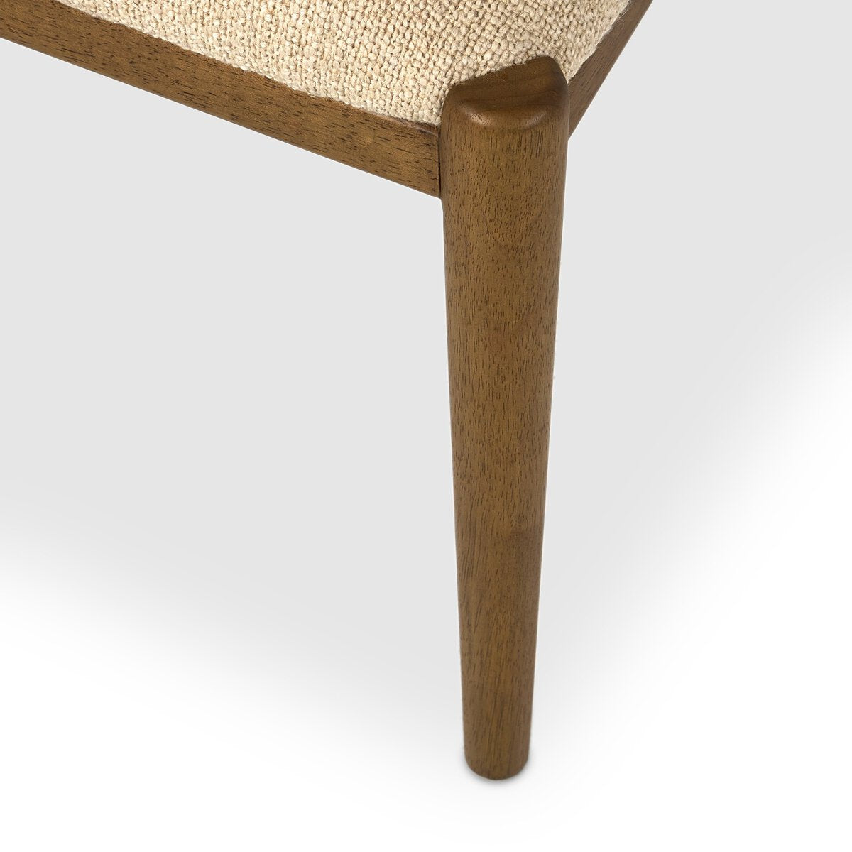 Four Hands Gallagher Irving Flax Dining Chair Set of 2 on amber parawood, close-up detail of fabric, view 6