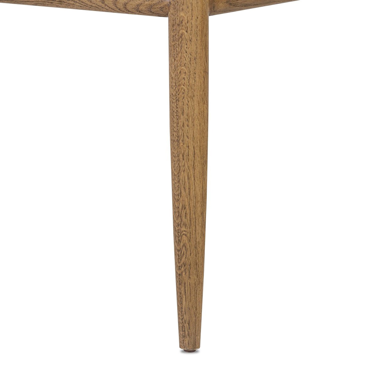 Four Hands Artie Dining Chair in Laughlin Natural on amber oak, close-up detail of tufted channeling, view 6