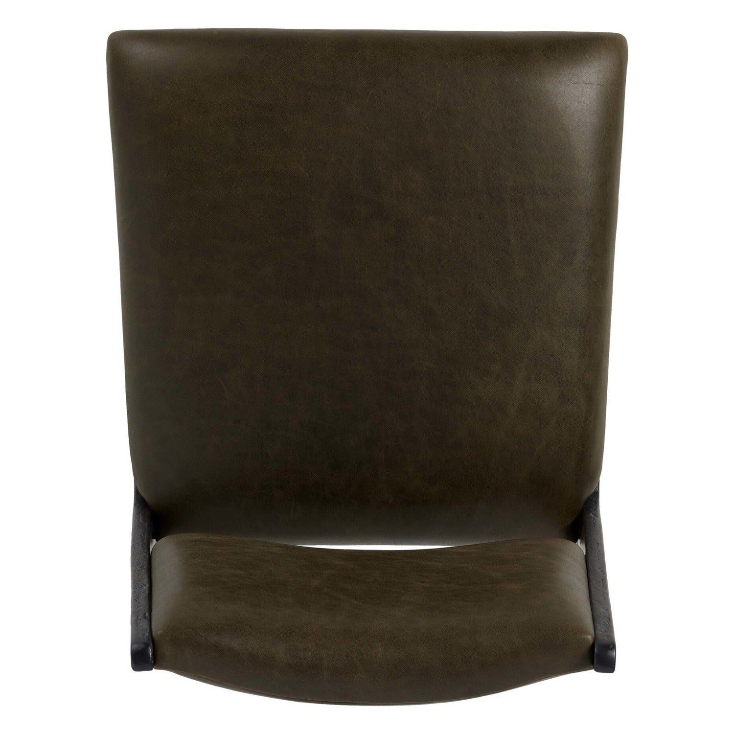 Four Hands Valeene Dulane Moss Dining Chair Set of 2 on black cast aluminum, top-down seat view