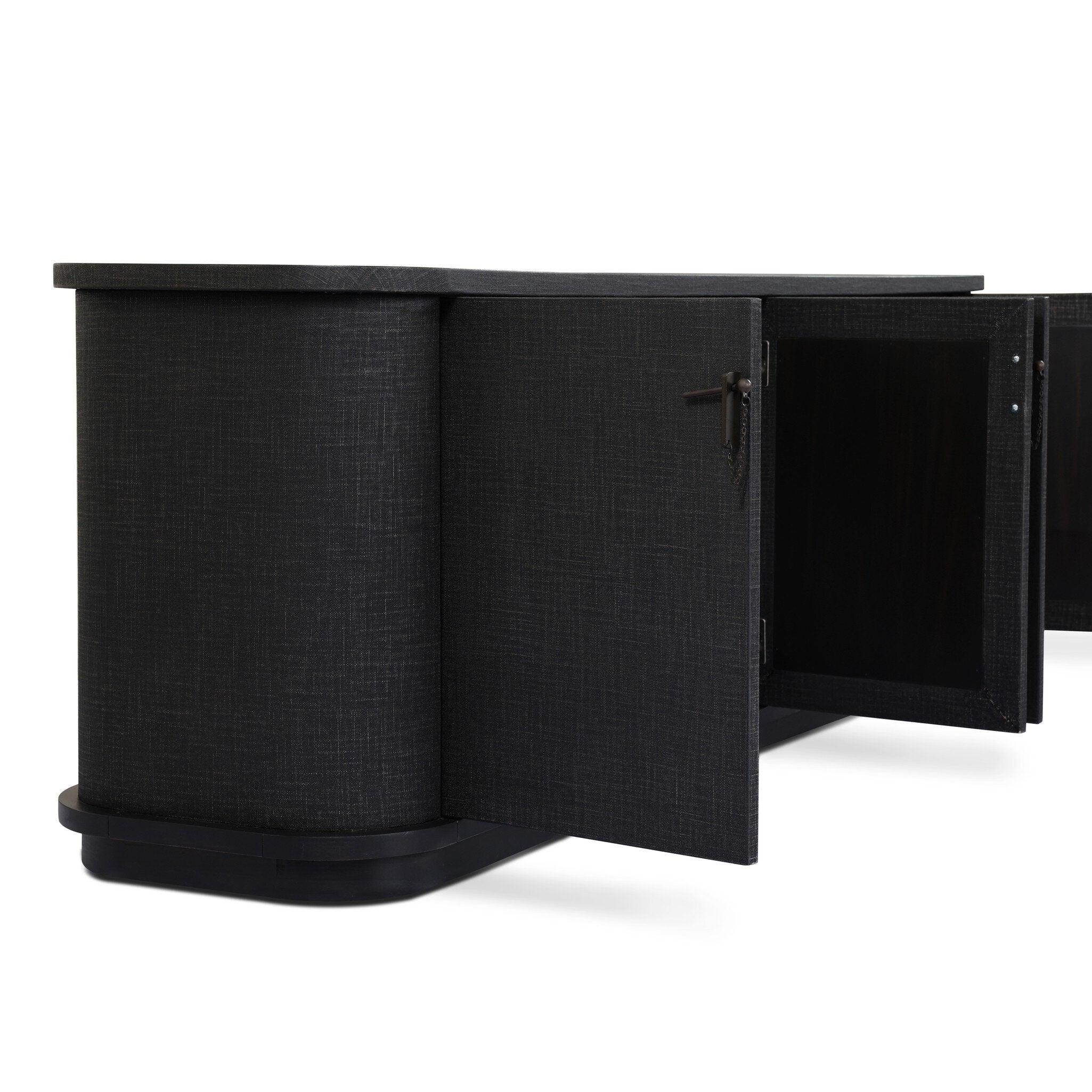 Four Hands Berlin Black Linen Media Console — Painted Linen