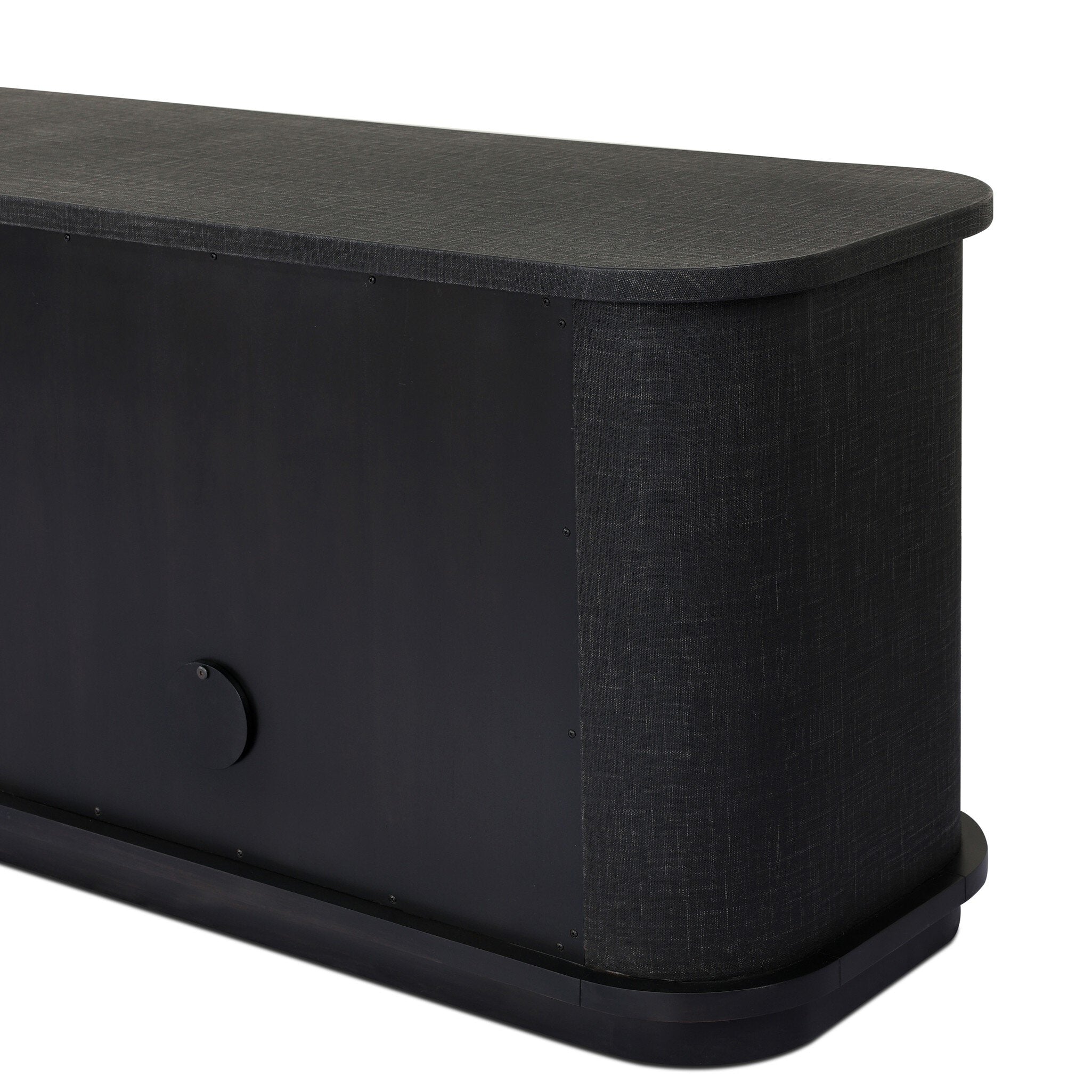 Four Hands Berlin Black Linen Media Console — material close-up