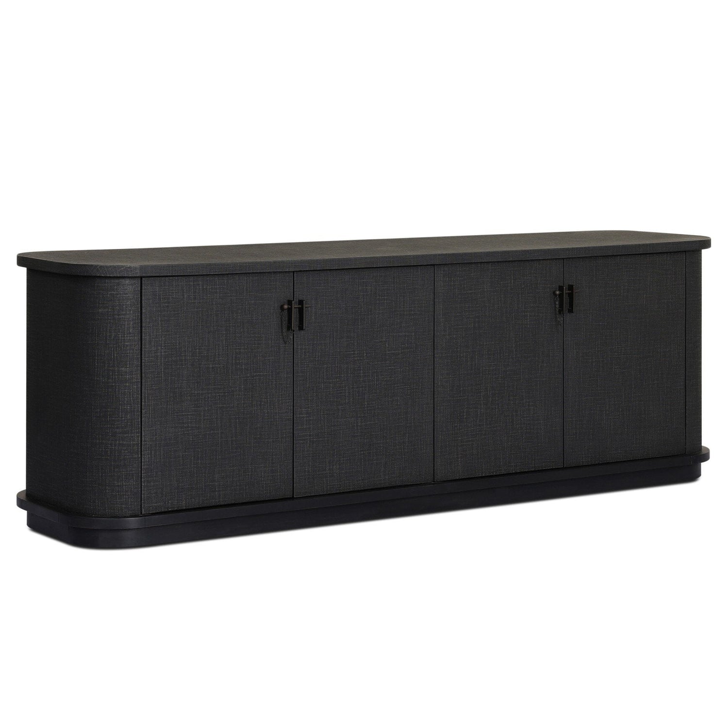 Four Hands Berlin Black Linen Media Console full product view