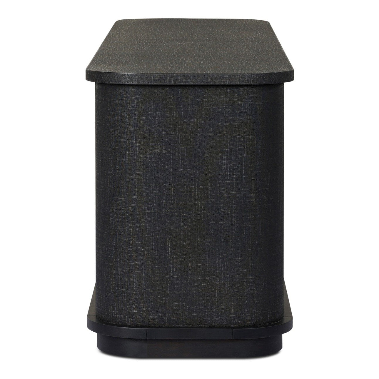Four Hands Berlin Black Linen Media Console side profile