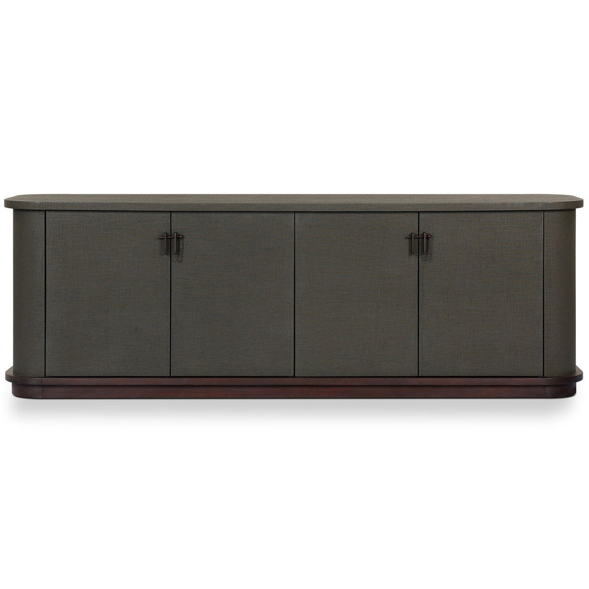 Four Hands Berlin Dark Green Lacquered Linen Media Console front view