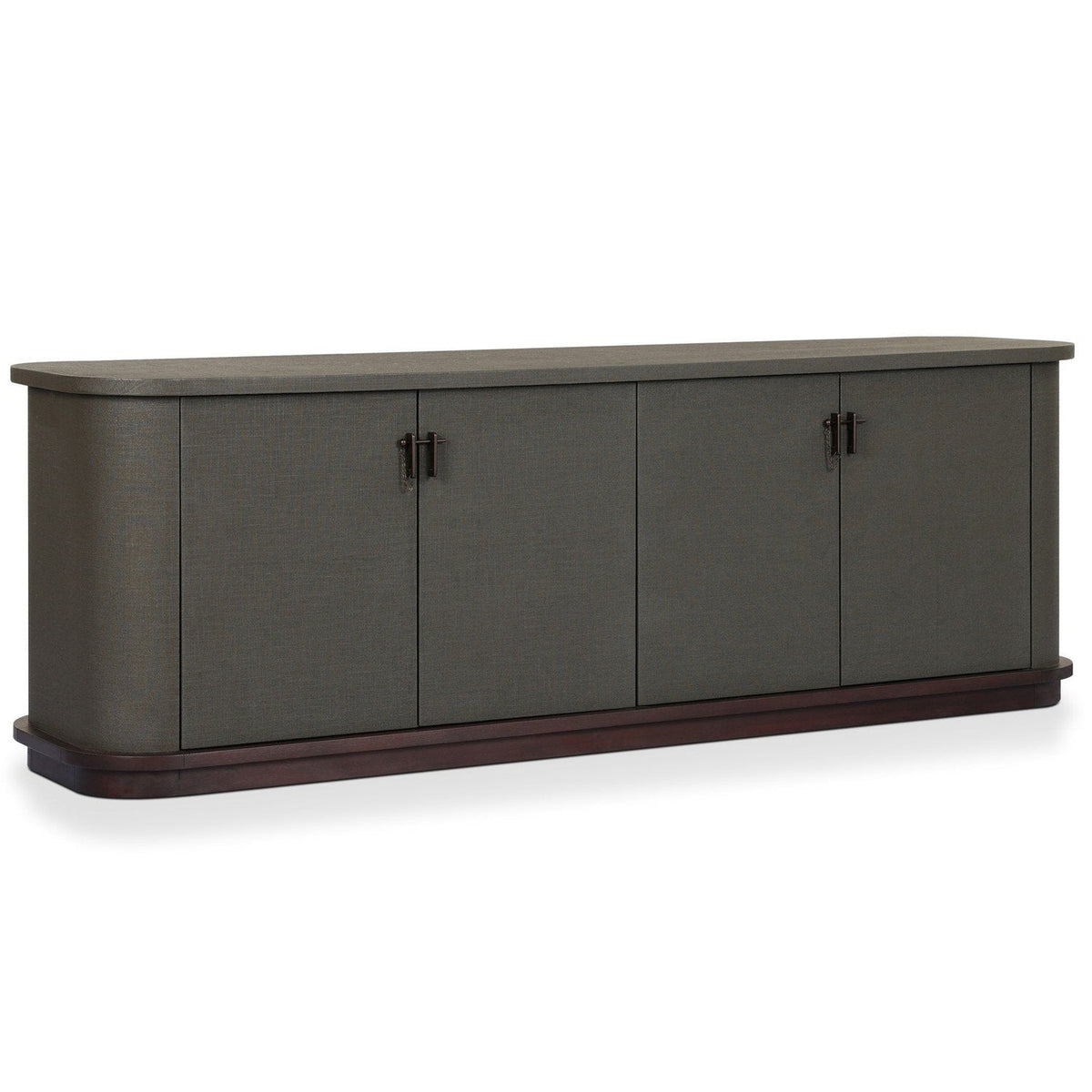 Four Hands Berlin Dark Green Lacquered Linen Media Console full product view