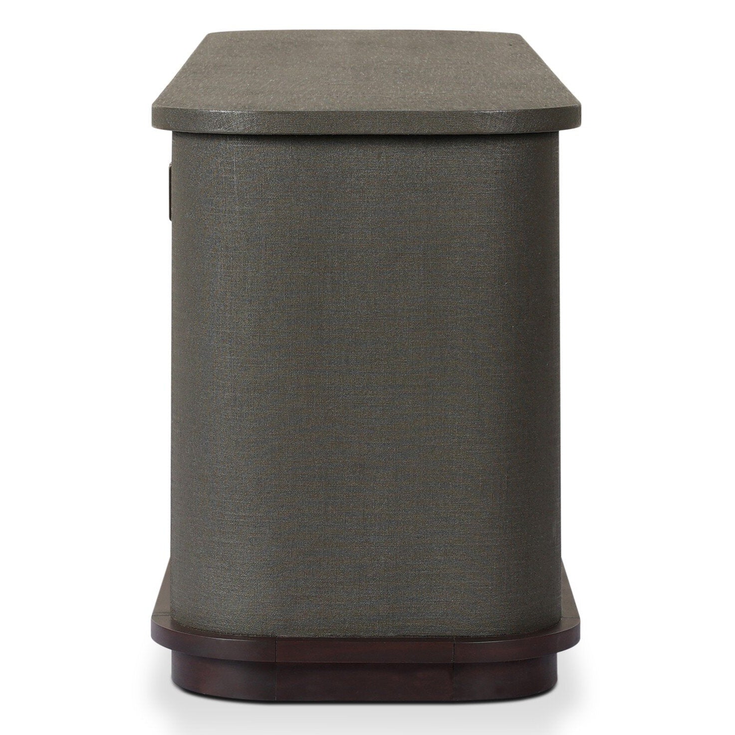 Four Hands Berlin Dark Green Lacquered Linen Media Console side profile