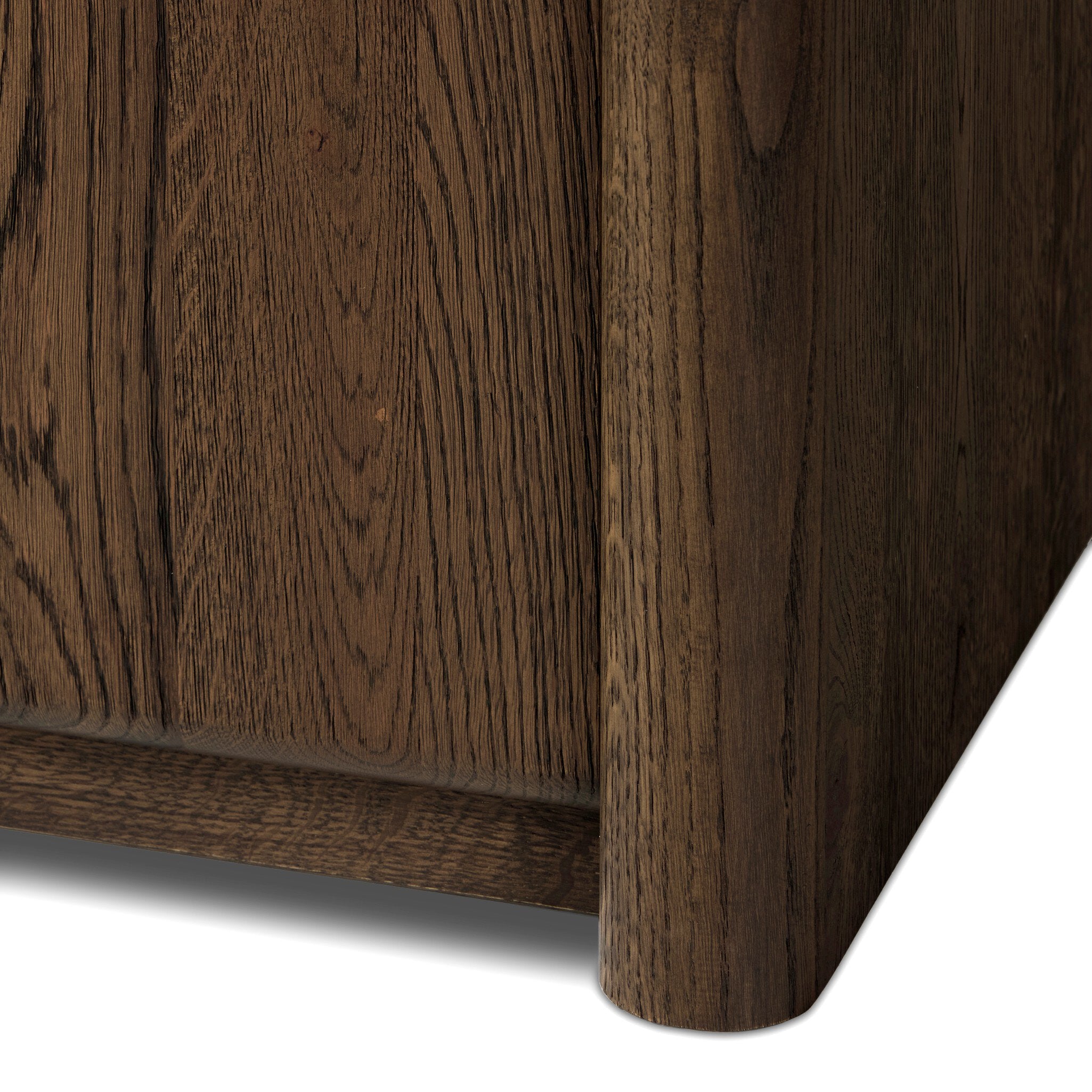 Four Hands Arthur Media Console in tobacco oak, close-up detail of oak grain, view 4