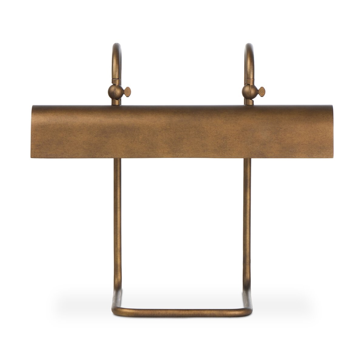 Four Hands Benno Table Lamp in burnished brass with swan neck task shade, front view