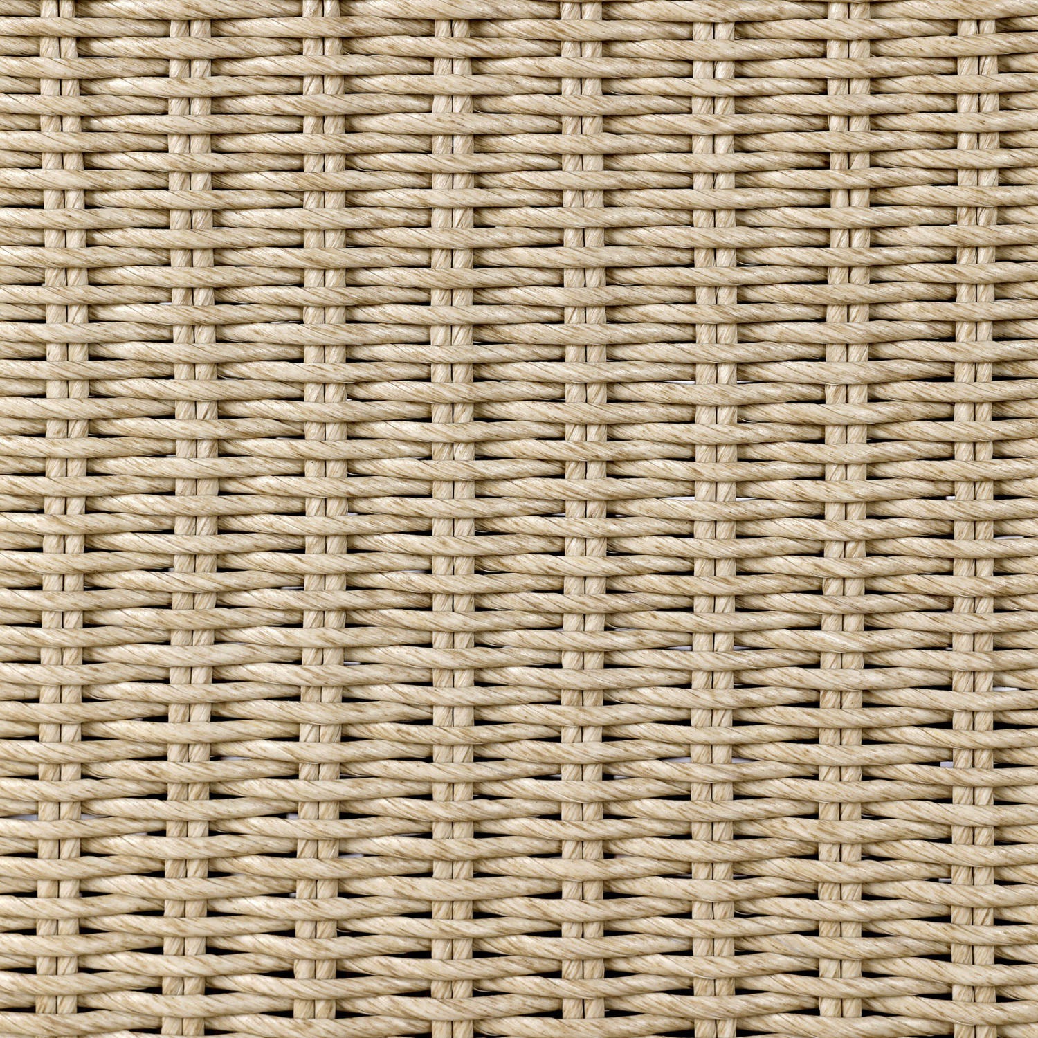 Four Hands Blaire Outdoor Chair in vintage white woven with salt cushion, close-up detail, view 5