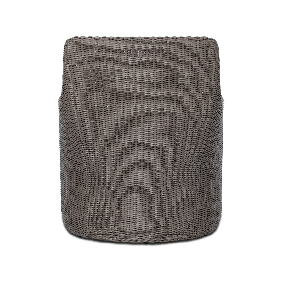 Four Hands Blaire Outdoor Chair in vintage taupe woven with cream cushion, back view