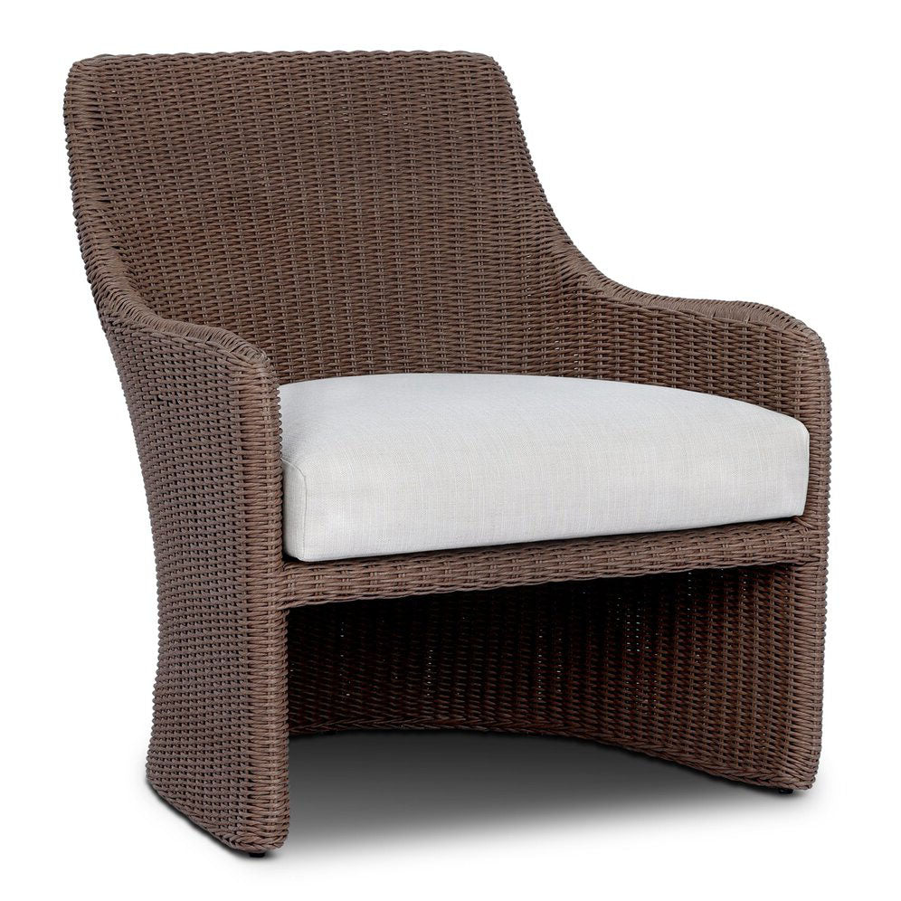 Four Hands Blaire Outdoor Chair in tanned woven with cream cushion, primary product view